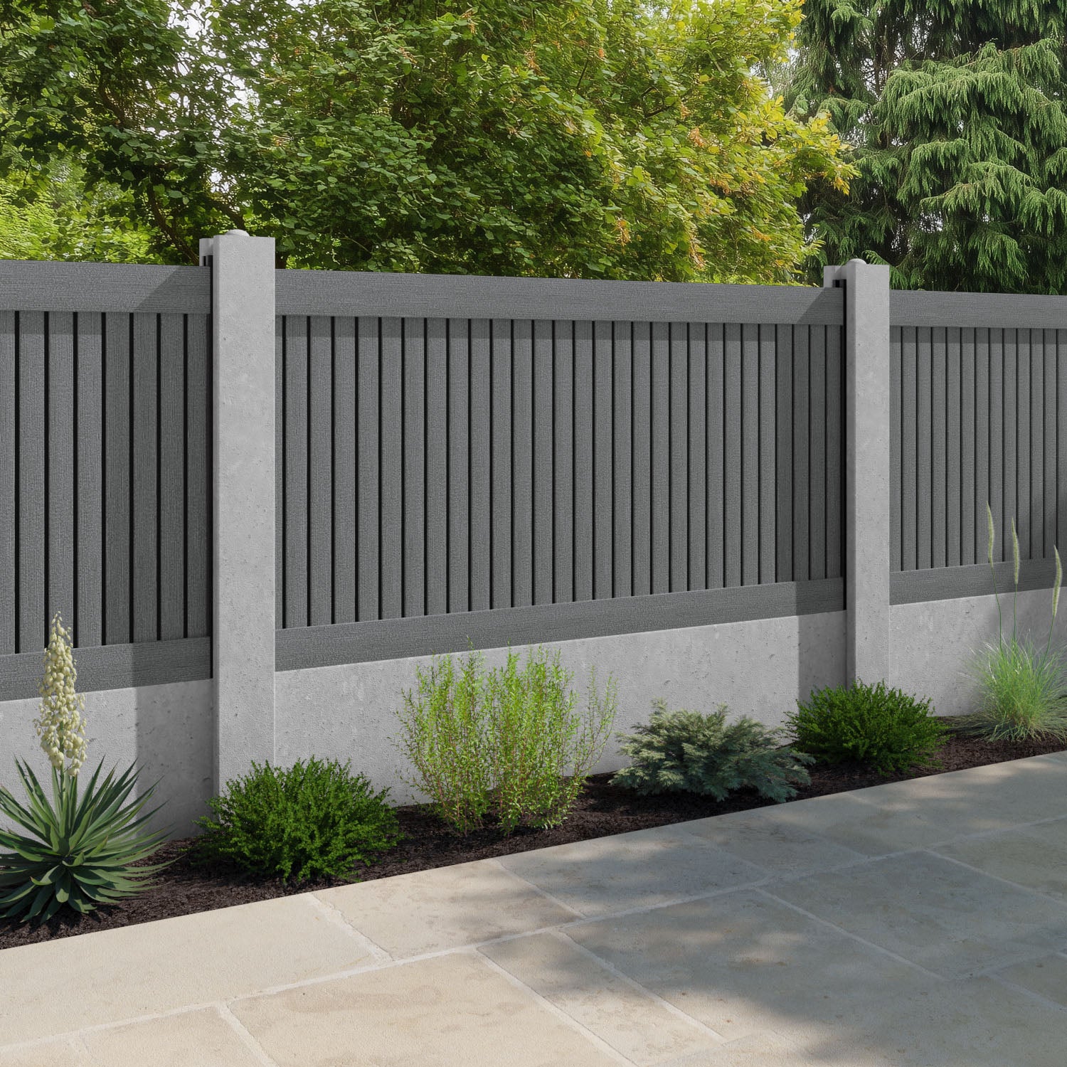 Virtis Fence Panel - Mid Grey - for existing concrete posts