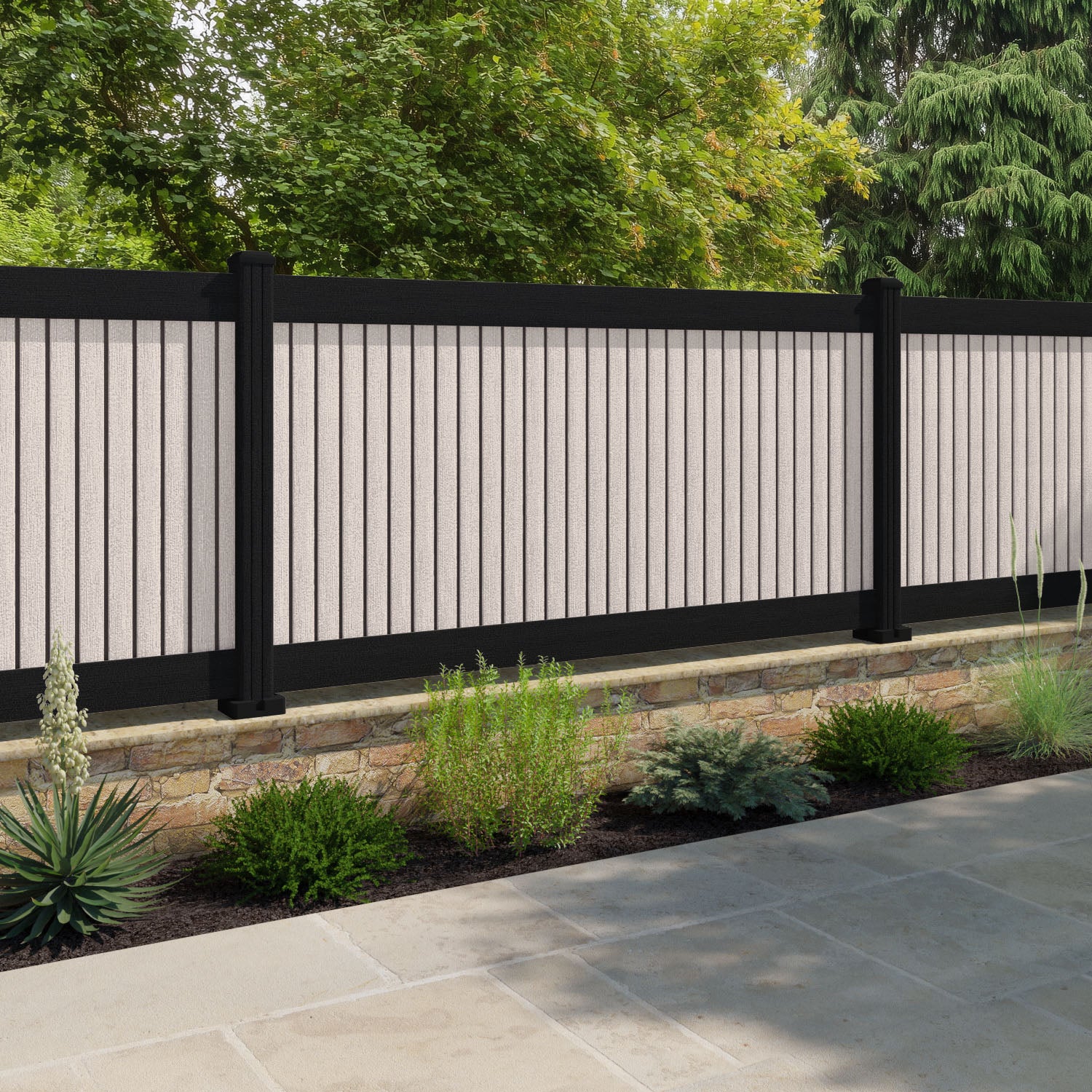 Virtis Fence Panel - Mid Stone - with our composite posts