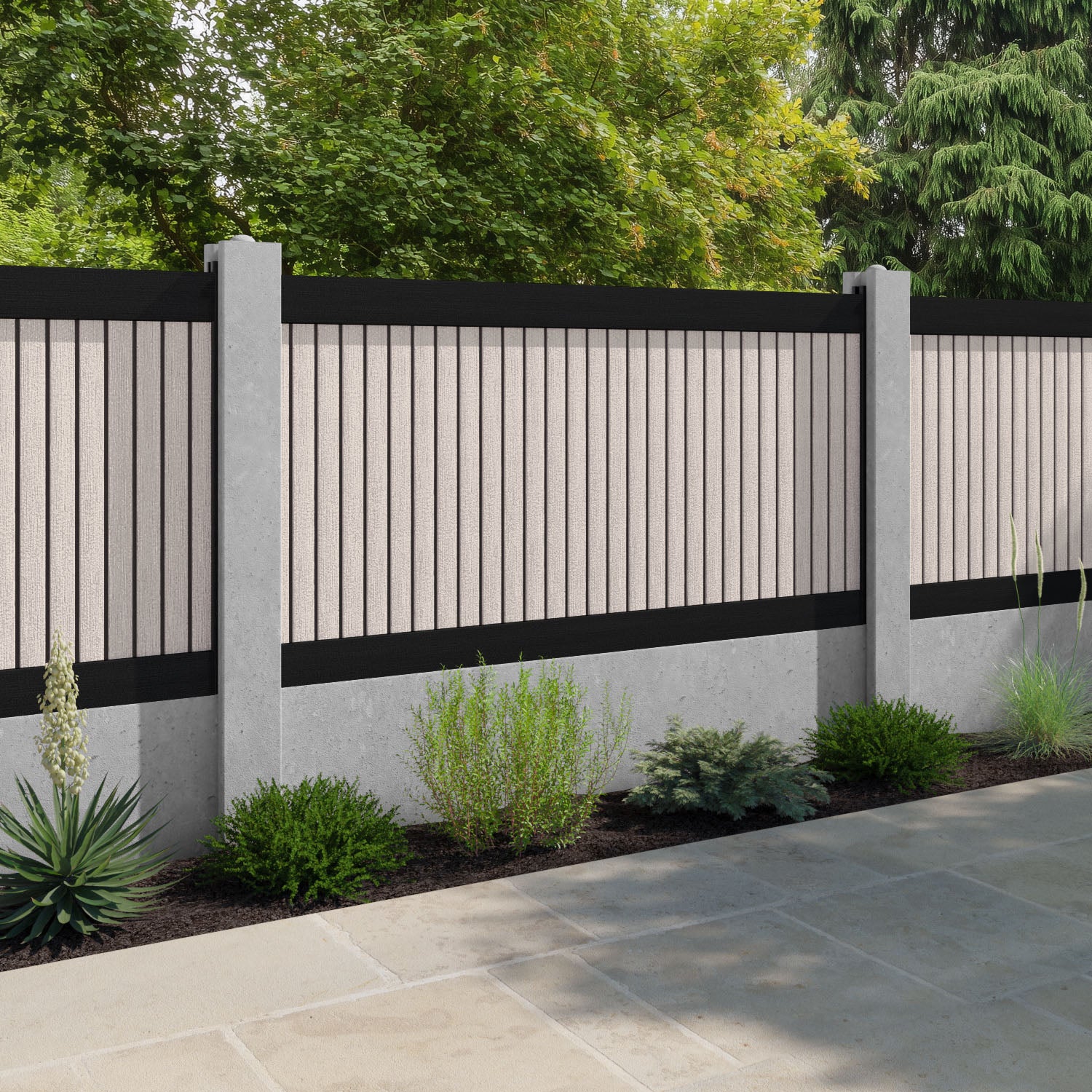 Virtis Fence Panel - Mid Stone - for existing concrete posts