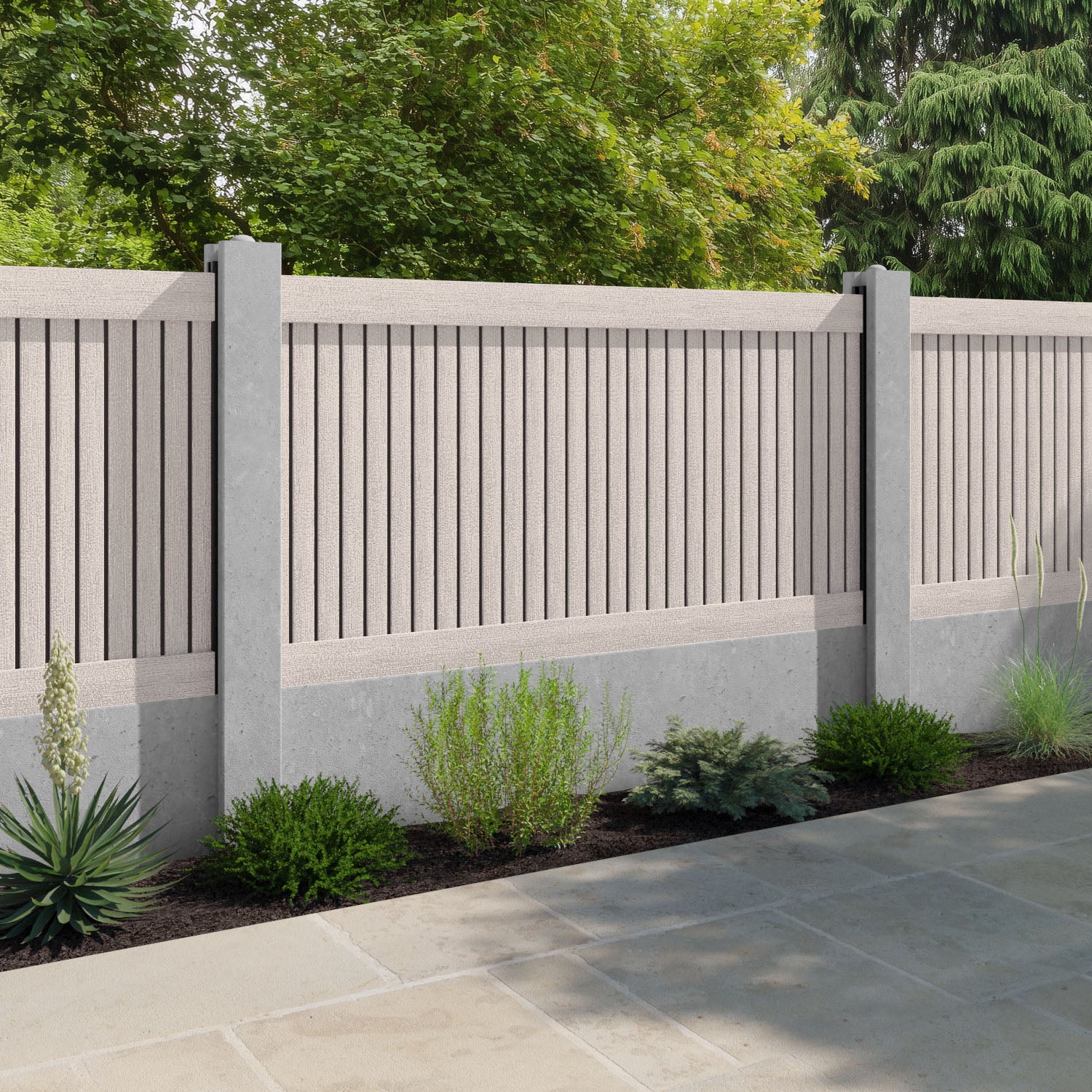 Virtis Fence Panel - Mid Stone - for existing concrete posts
