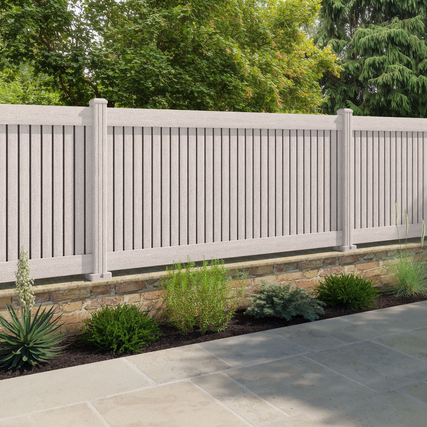 Virtis Fence Panel - Mid Stone - with our composite posts