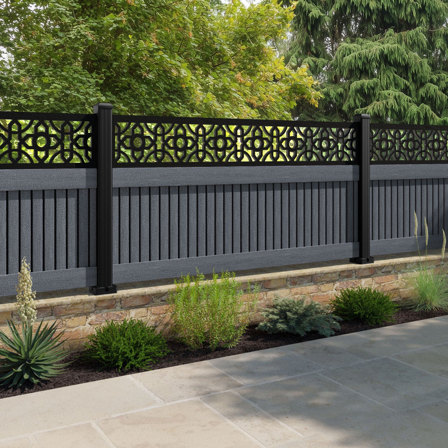Virtis Nabila Fence Panel - Anthracite - with our composite posts