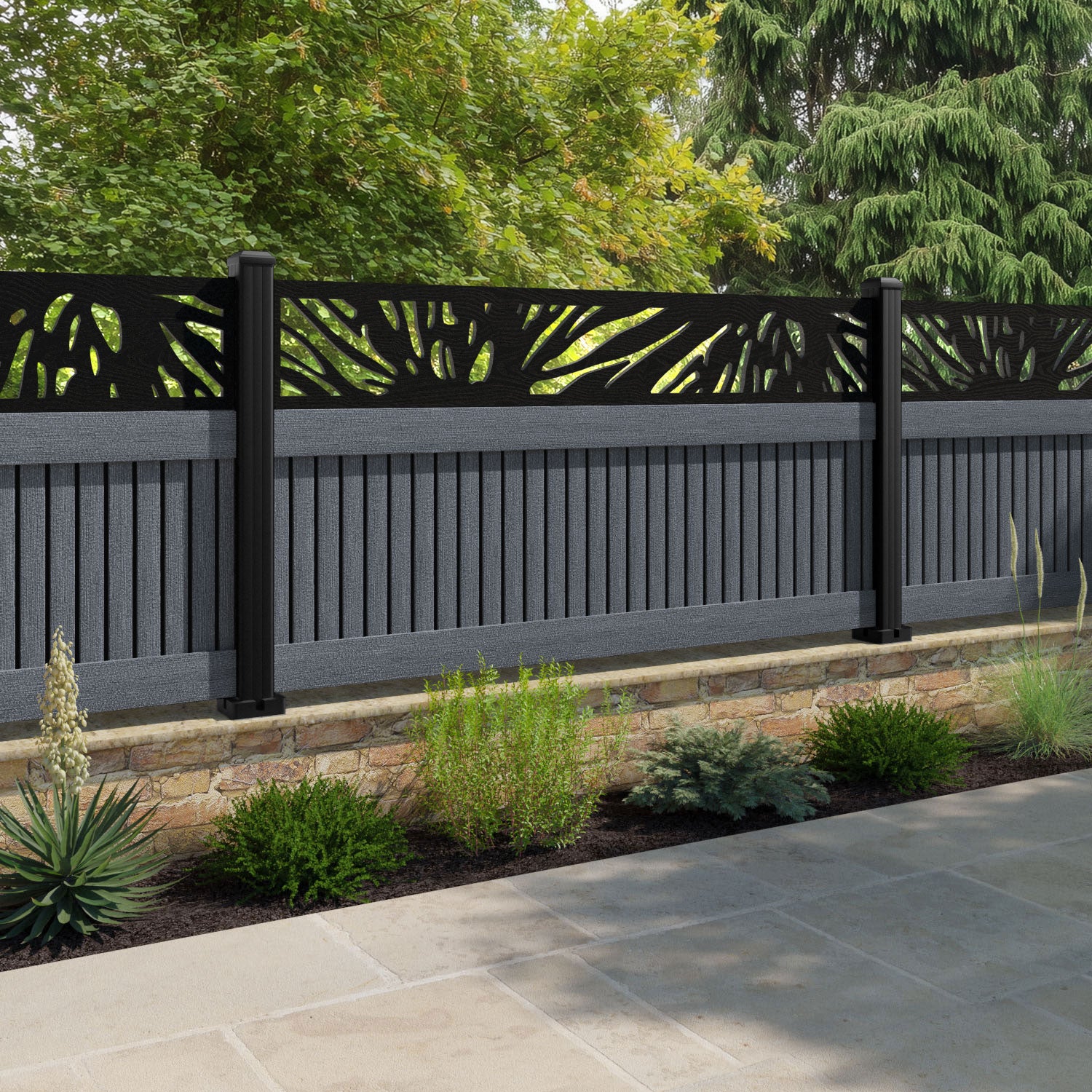 Virtis Poppy Fence Panel - Anthracite - with our composite posts