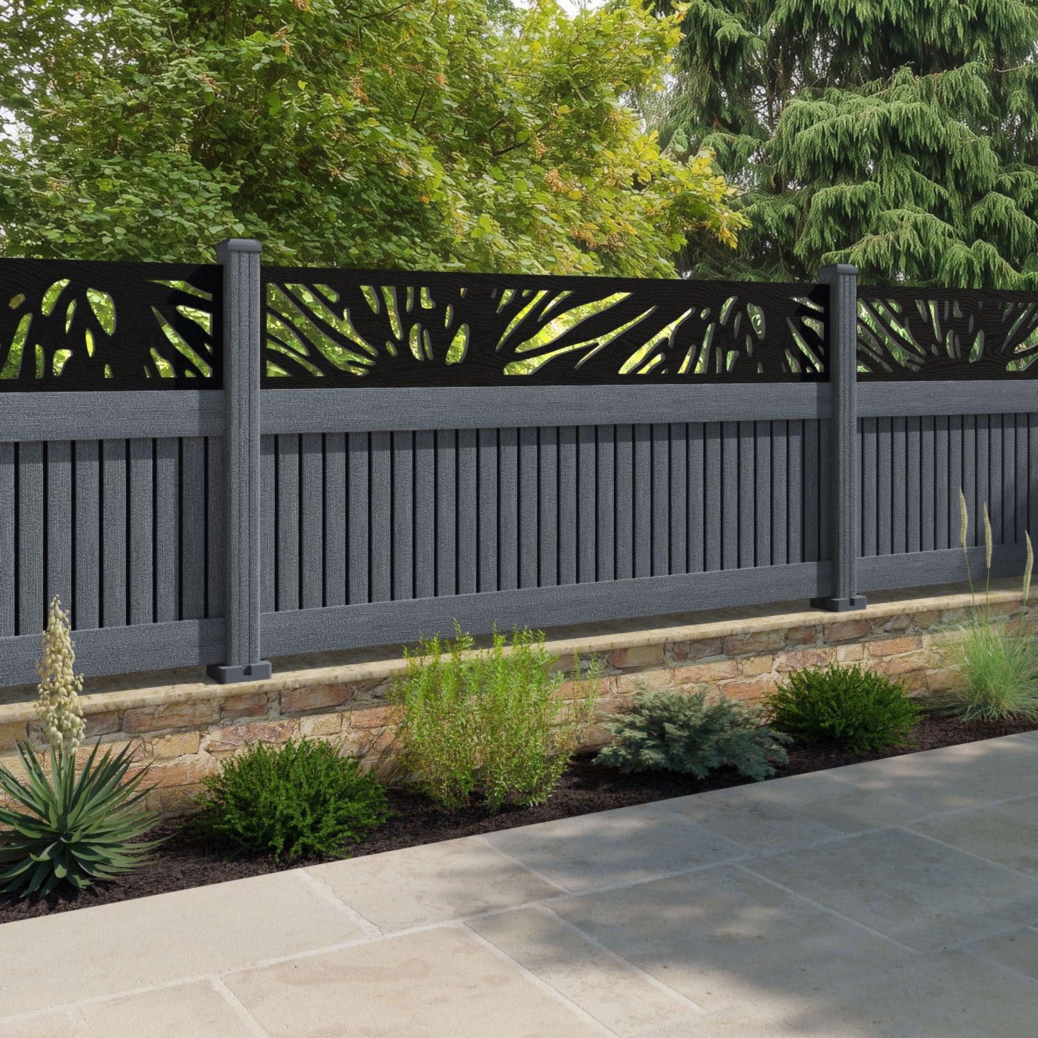 Virtis Poppy Fence Panel - Anthracite - with our composite posts