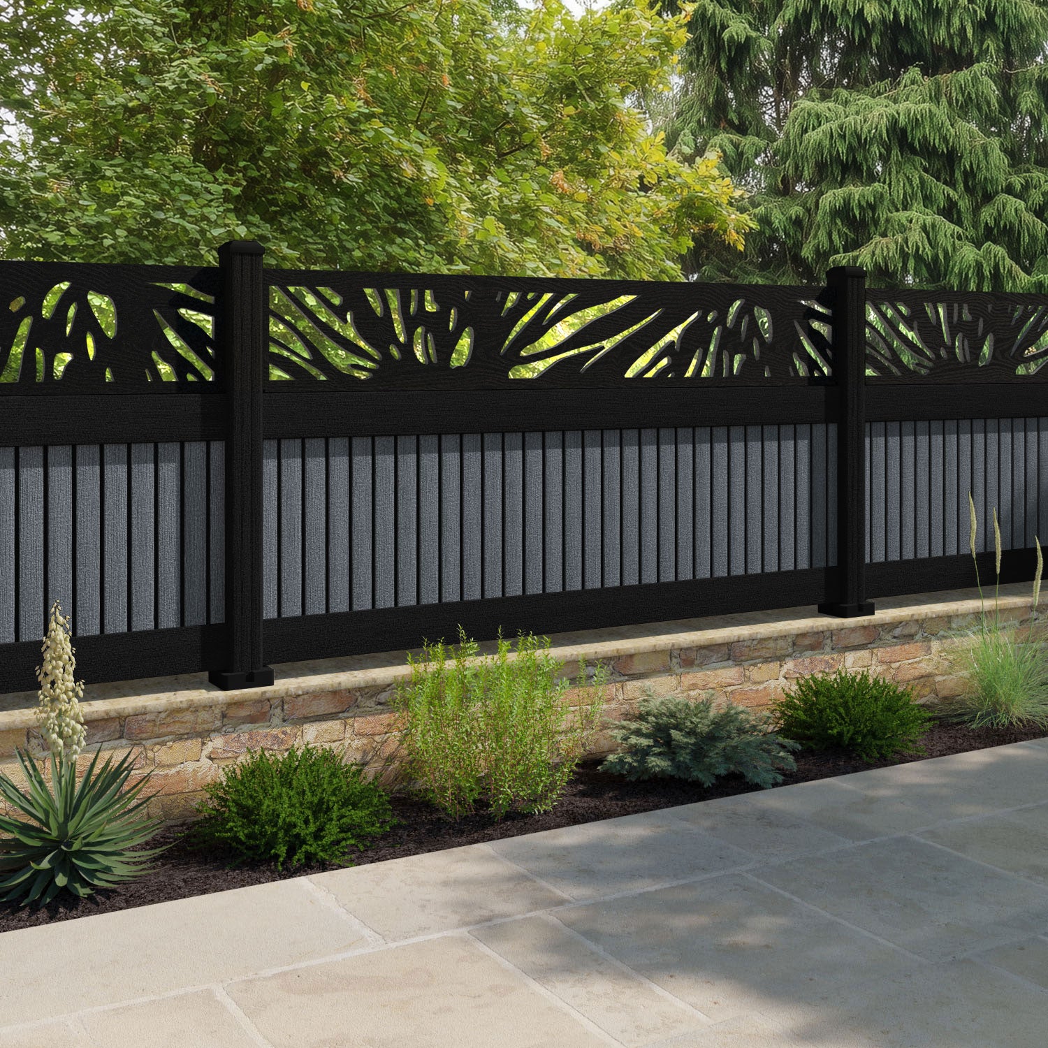 Virtis Poppy Fence Panel - Anthracite - with our composite posts