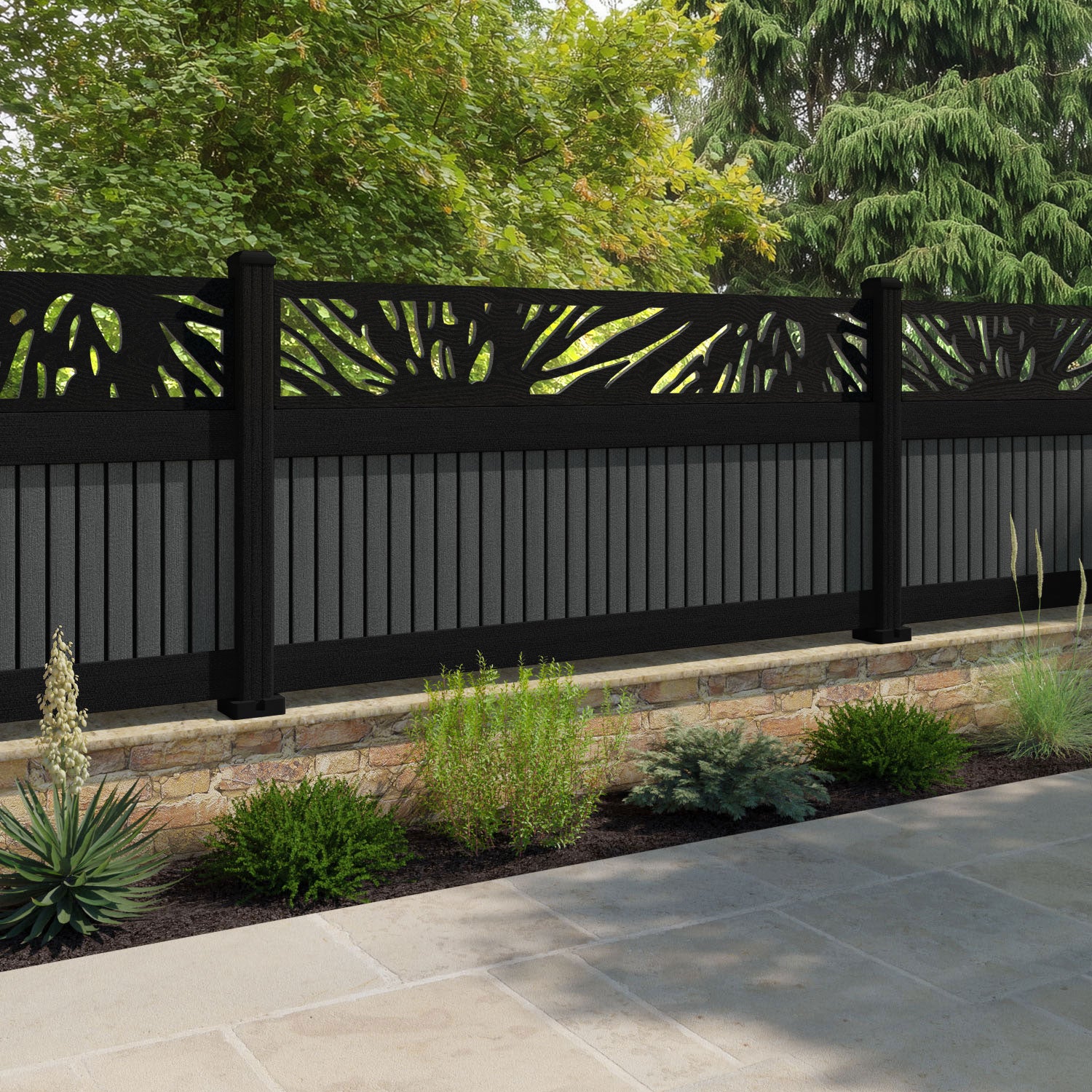 Virtis Poppy Fence Panel - Dark Grey - with our composite posts