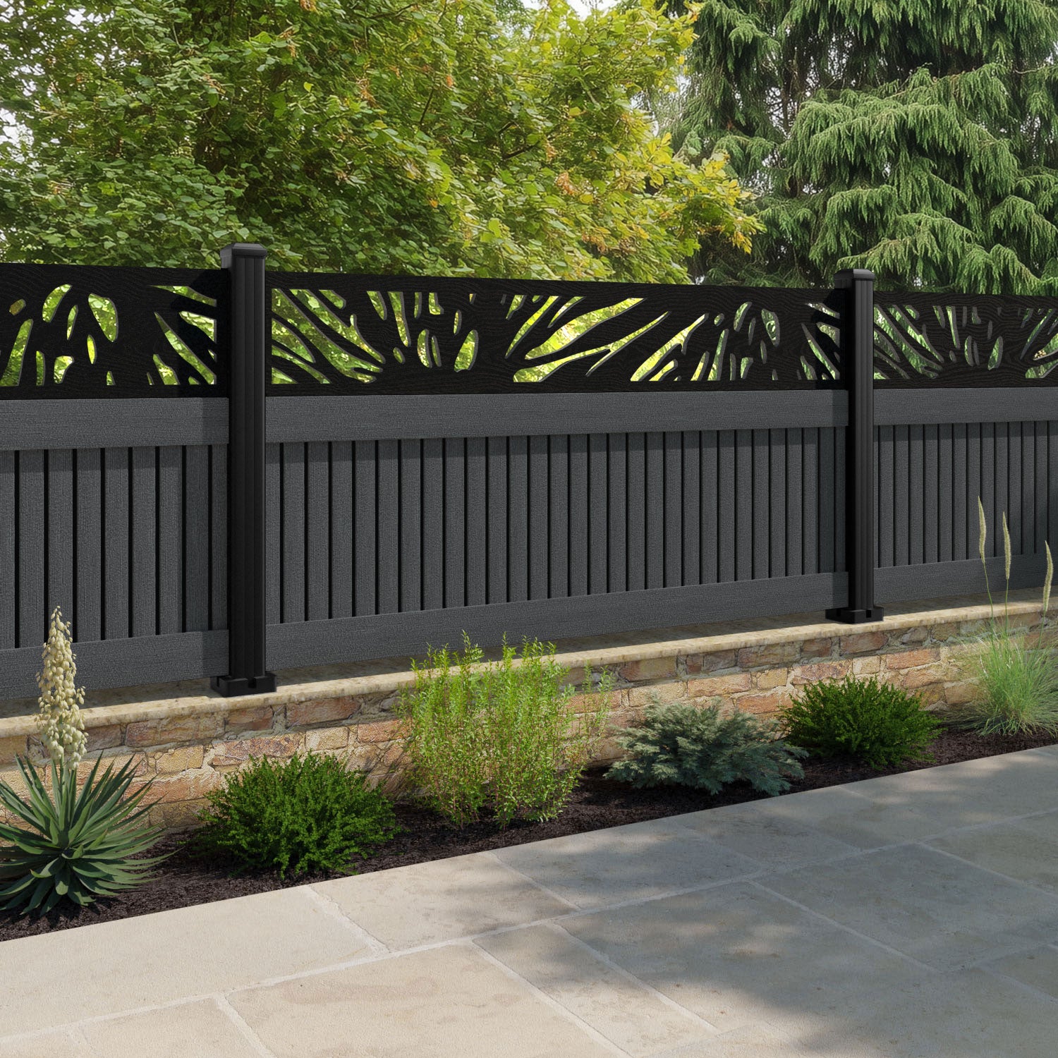 Virtis Poppy Fence Panel - Dark Grey - with our composite posts