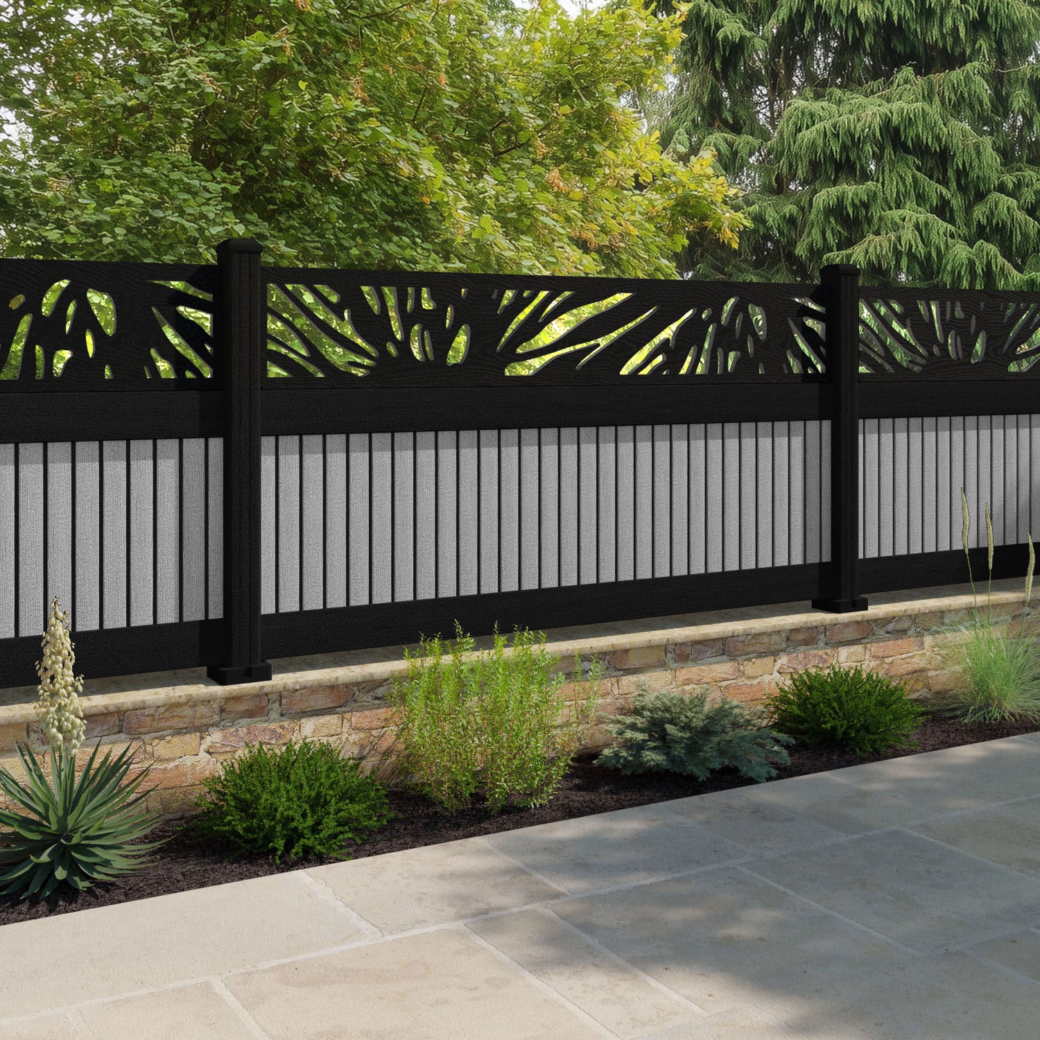 Virtis Poppy Fence Panel - Light Grey - with our composite posts