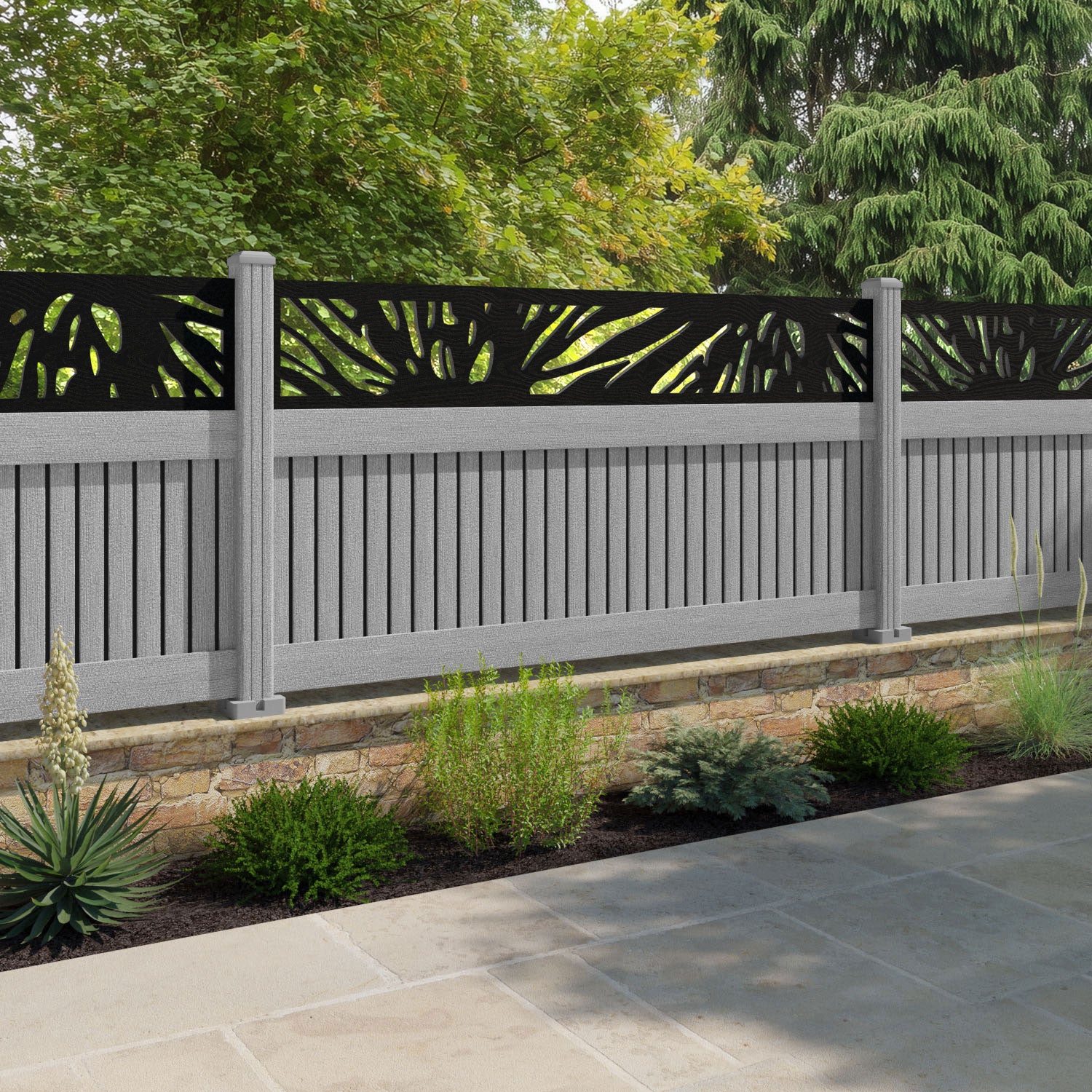Virtis Poppy Fence Panel - Light Grey - with our composite posts