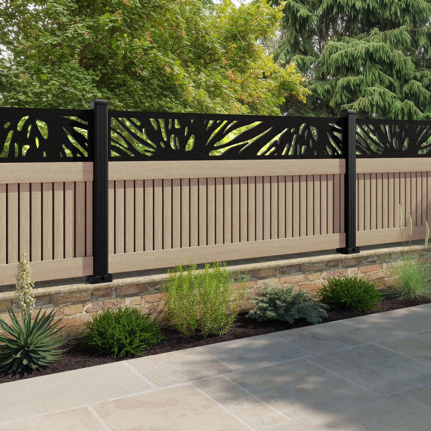 Virtis Poppy Fence Panel - Light Oak - with our composite posts