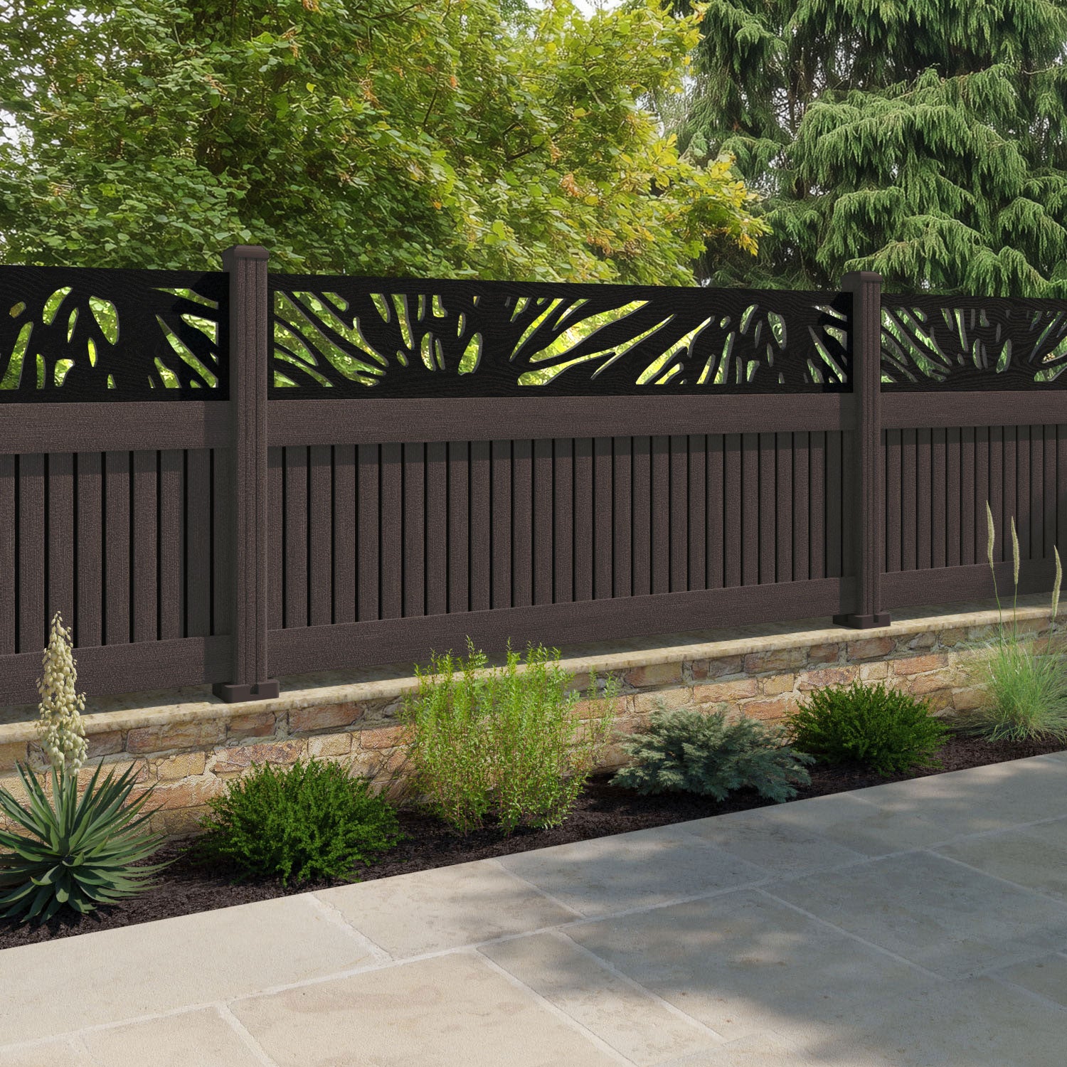 Virtis Poppy Fence Panel - Mid Brown - with our composite posts