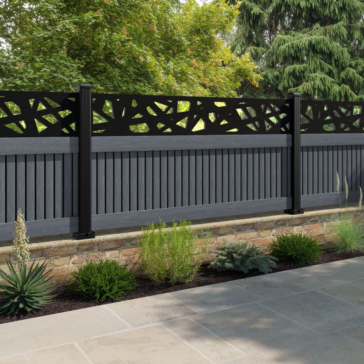 Virtis Prism Fence Panel - Anthracite - with our composite posts