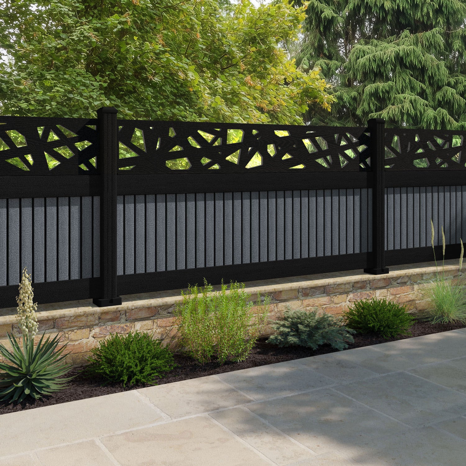 Virtis Prism Fence Panel - Anthracite - with our composite posts