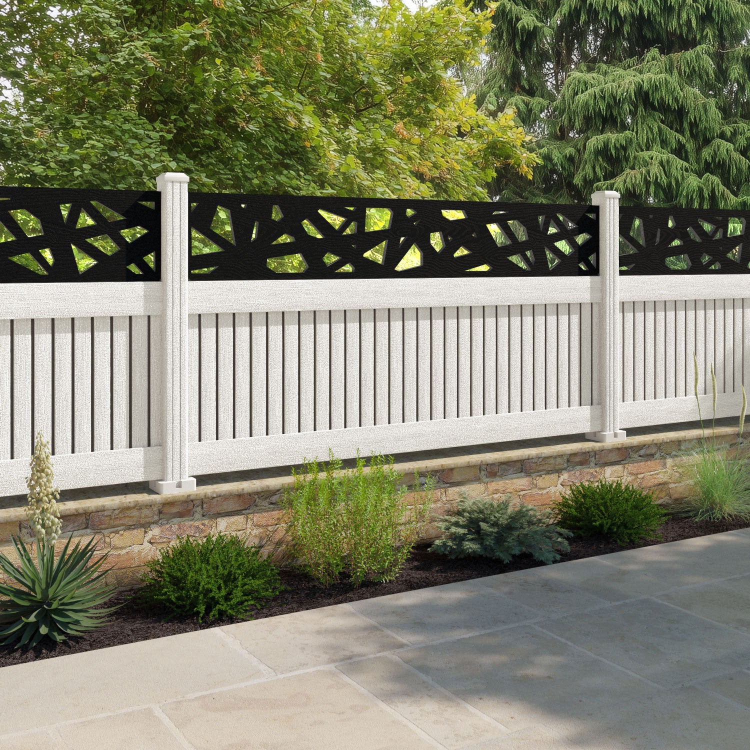 Virtis Prism Fence Panel - Light Stone - with our composite posts