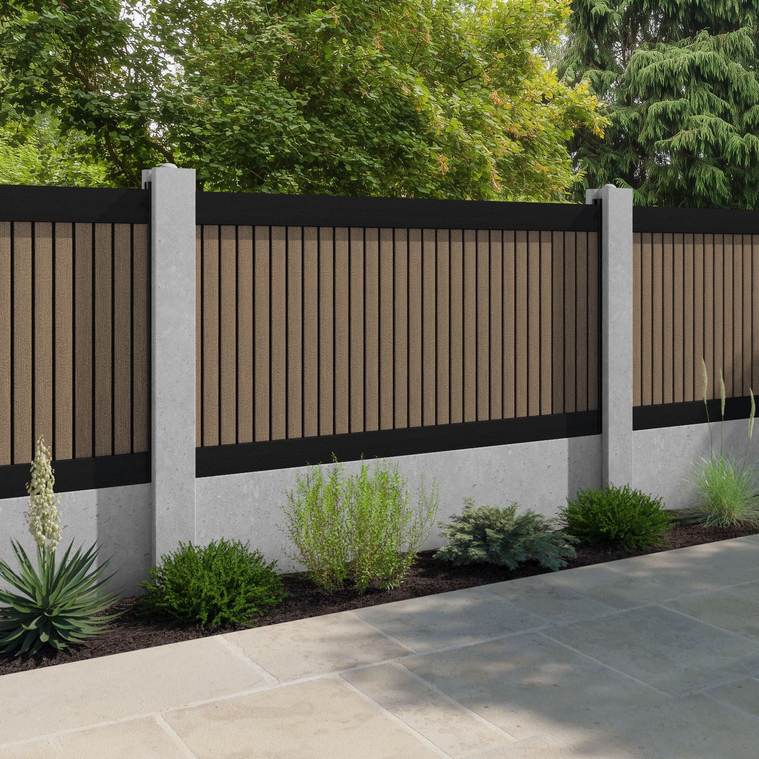 Virtis Fence Panel - Teak - for existing concrete posts