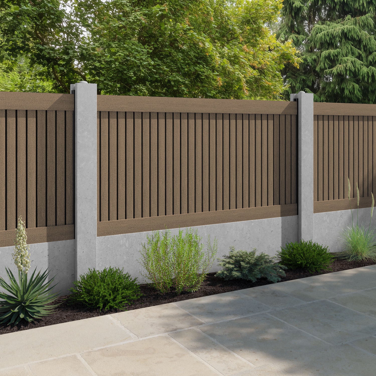 Virtis Fence Panel - Teak - for existing concrete posts