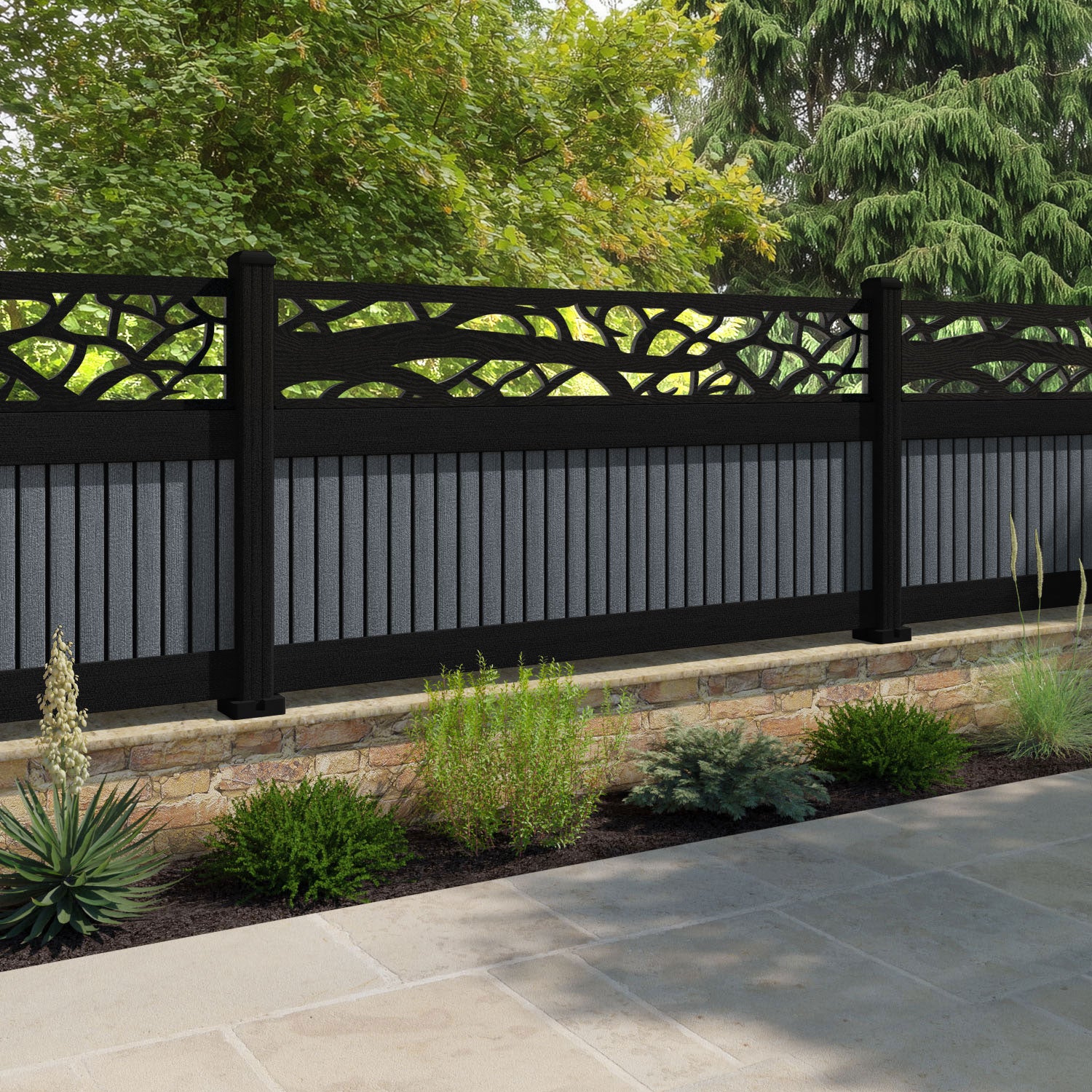 Virtis Twilight Fence Panel - Anthracite - with our composite posts