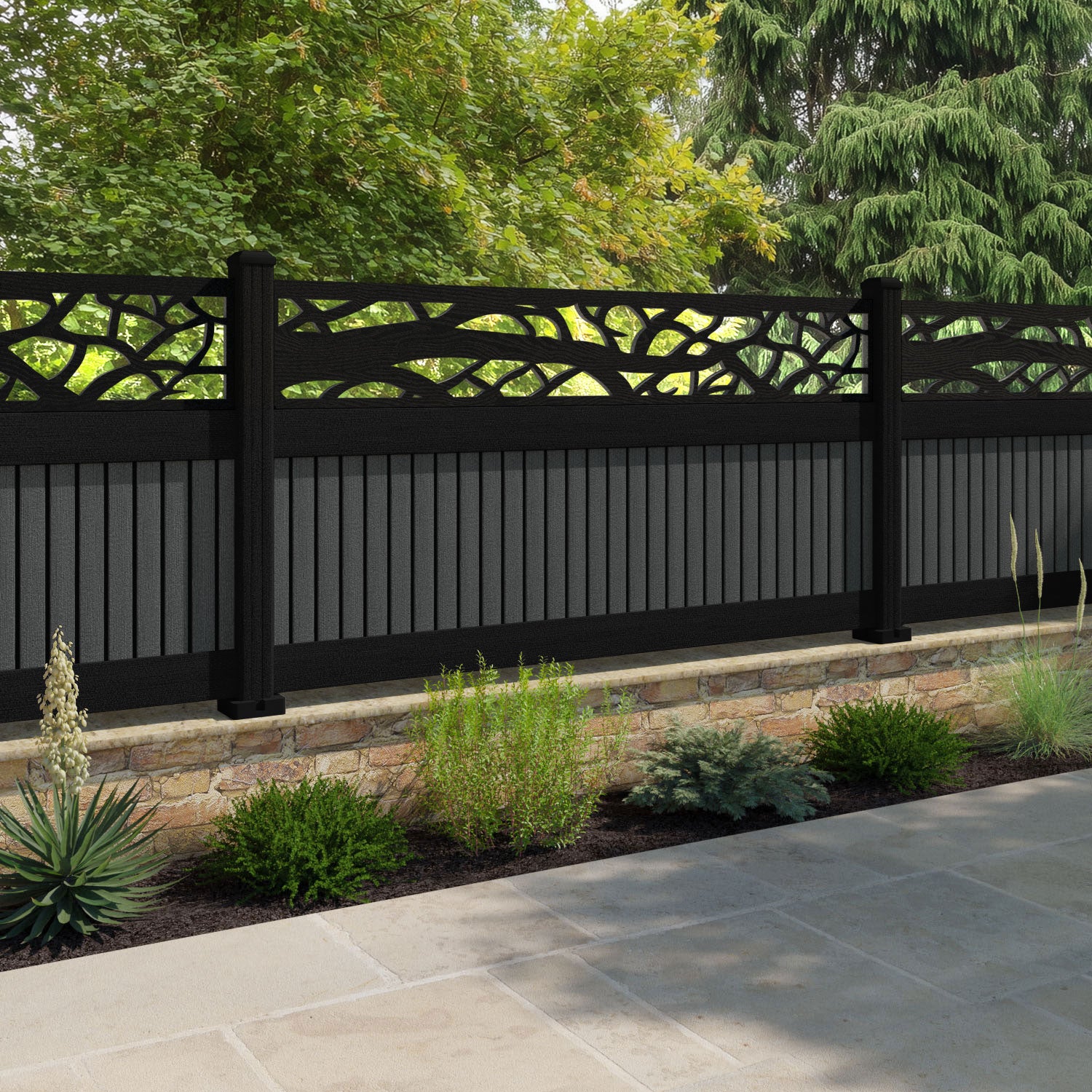 Virtis Twilight Fence Panel - Dark Grey - with our composite posts