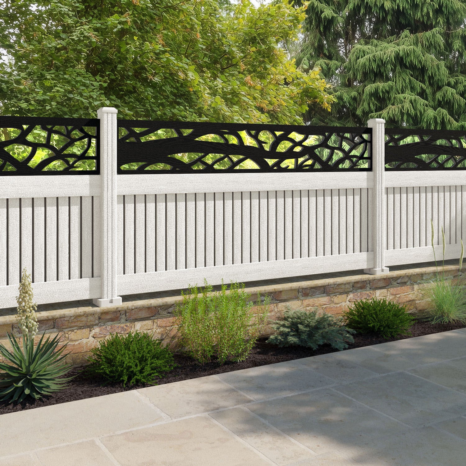 Virtis Twilight Fence Panel - Light Stone - with our composite posts
