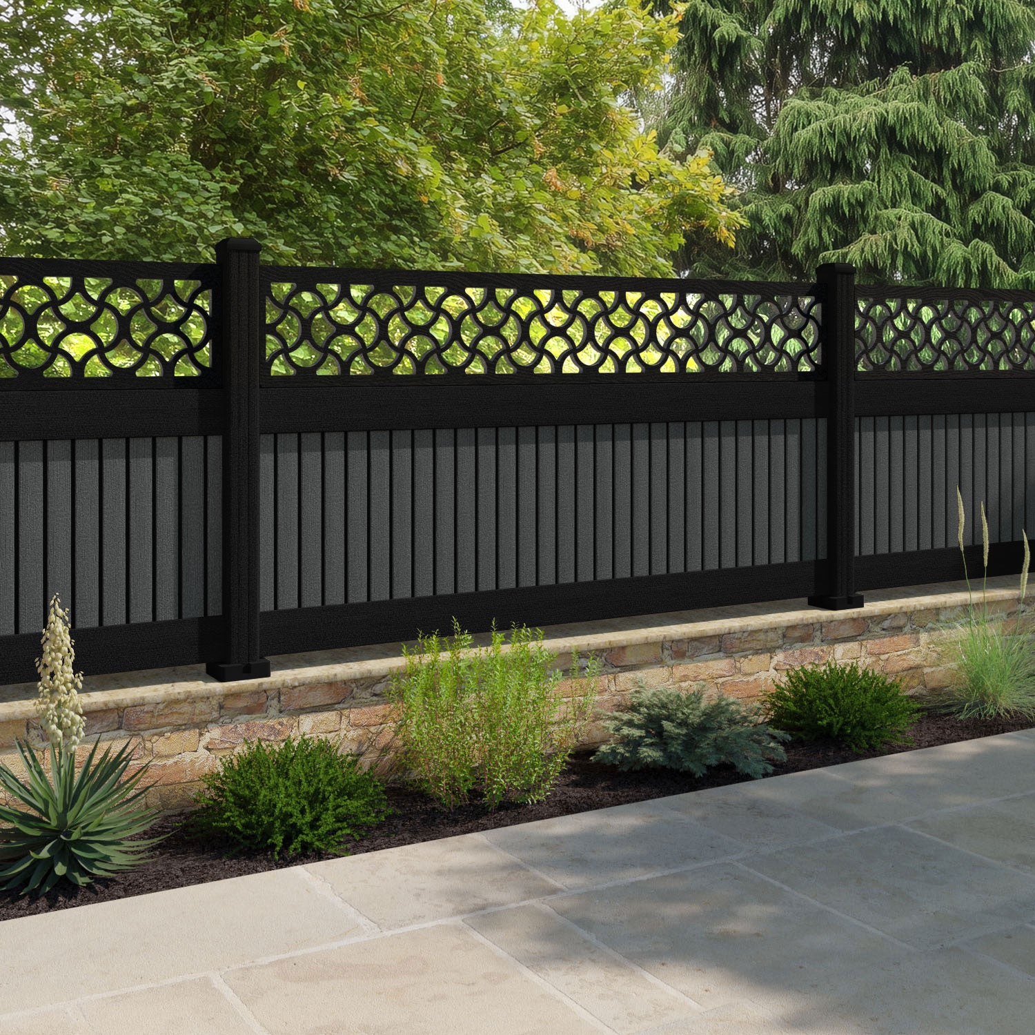 Virtis Vida Fence Panel - Dark Grey - with our composite posts