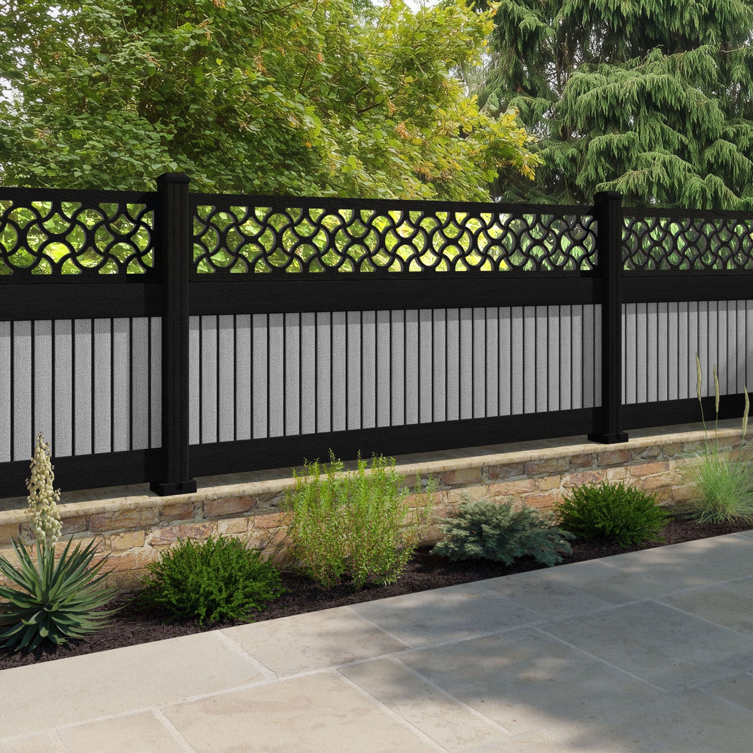 Virtis Vida Fence Panel - Light Grey - with our composite posts