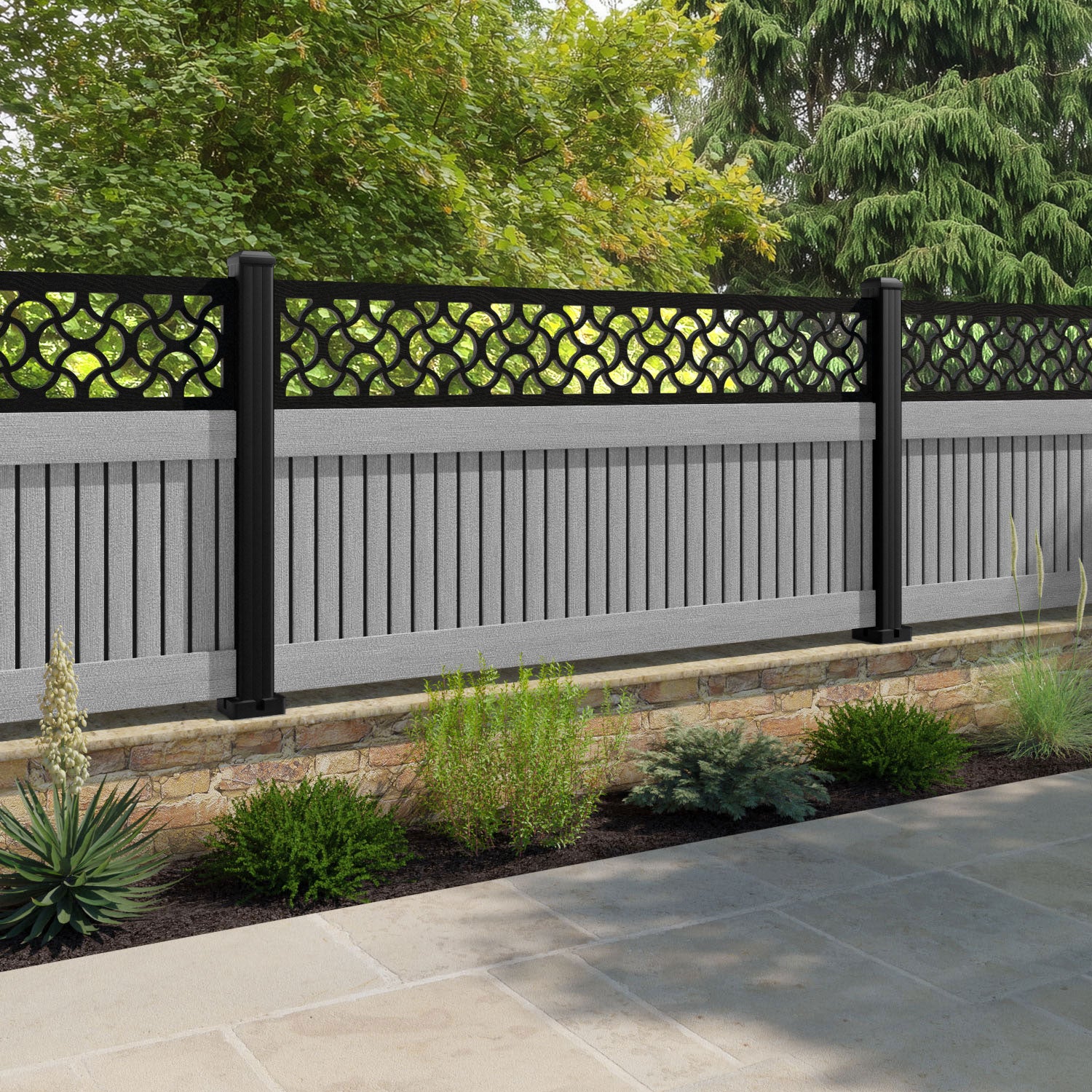 Virtis Vida Fence Panel - Light Grey - with our composite posts