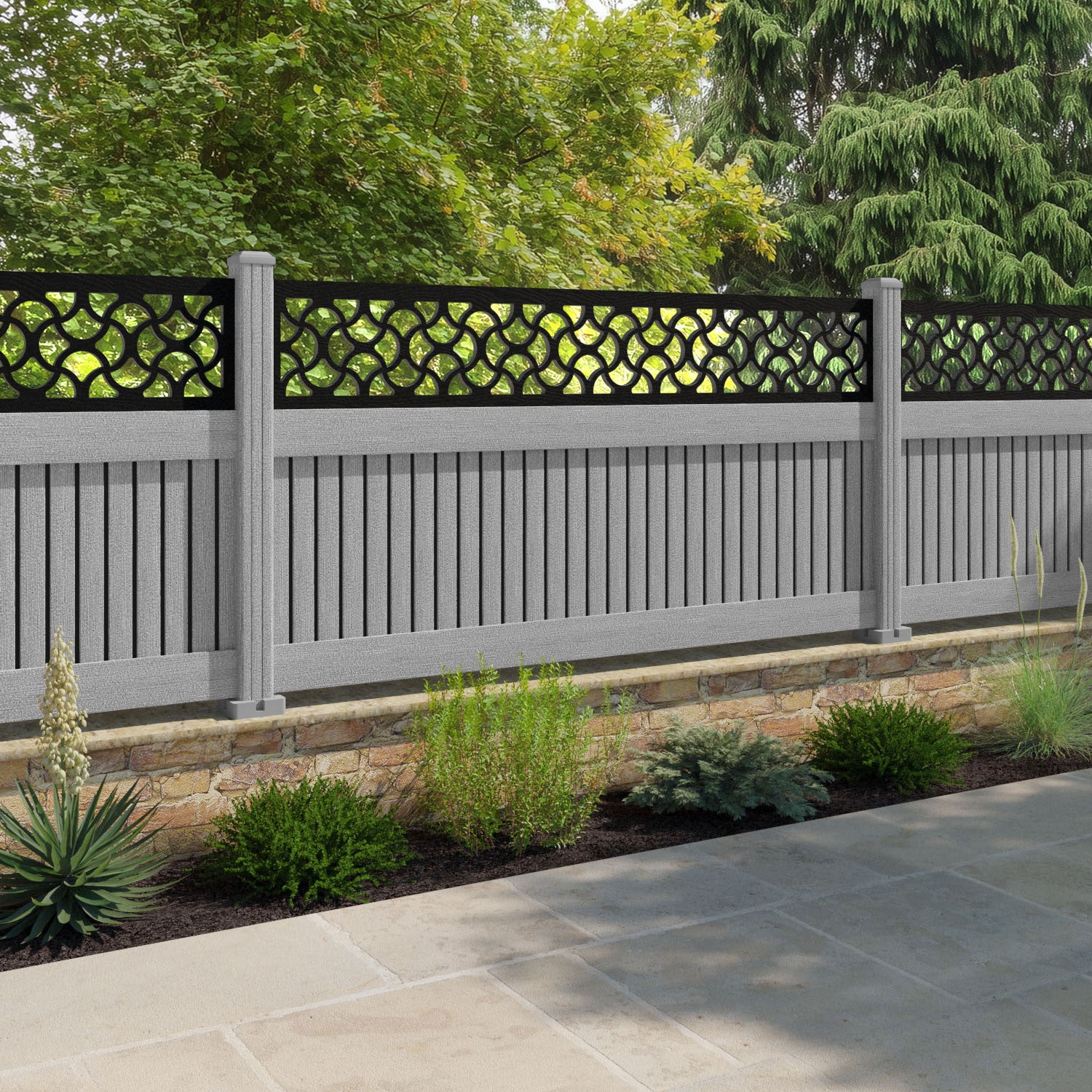 Virtis Vida Fence Panel - Light Grey - with our composite posts