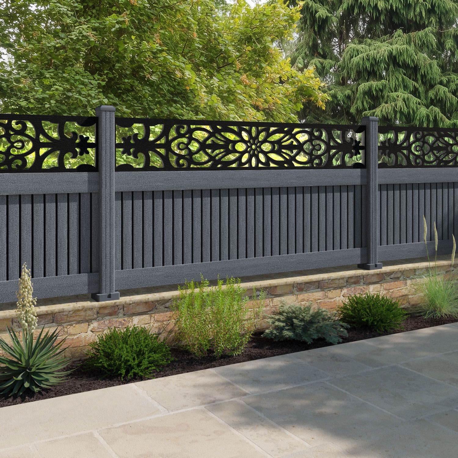 Virtis Windsor Fence Panel - Anthracite - with our composite posts
