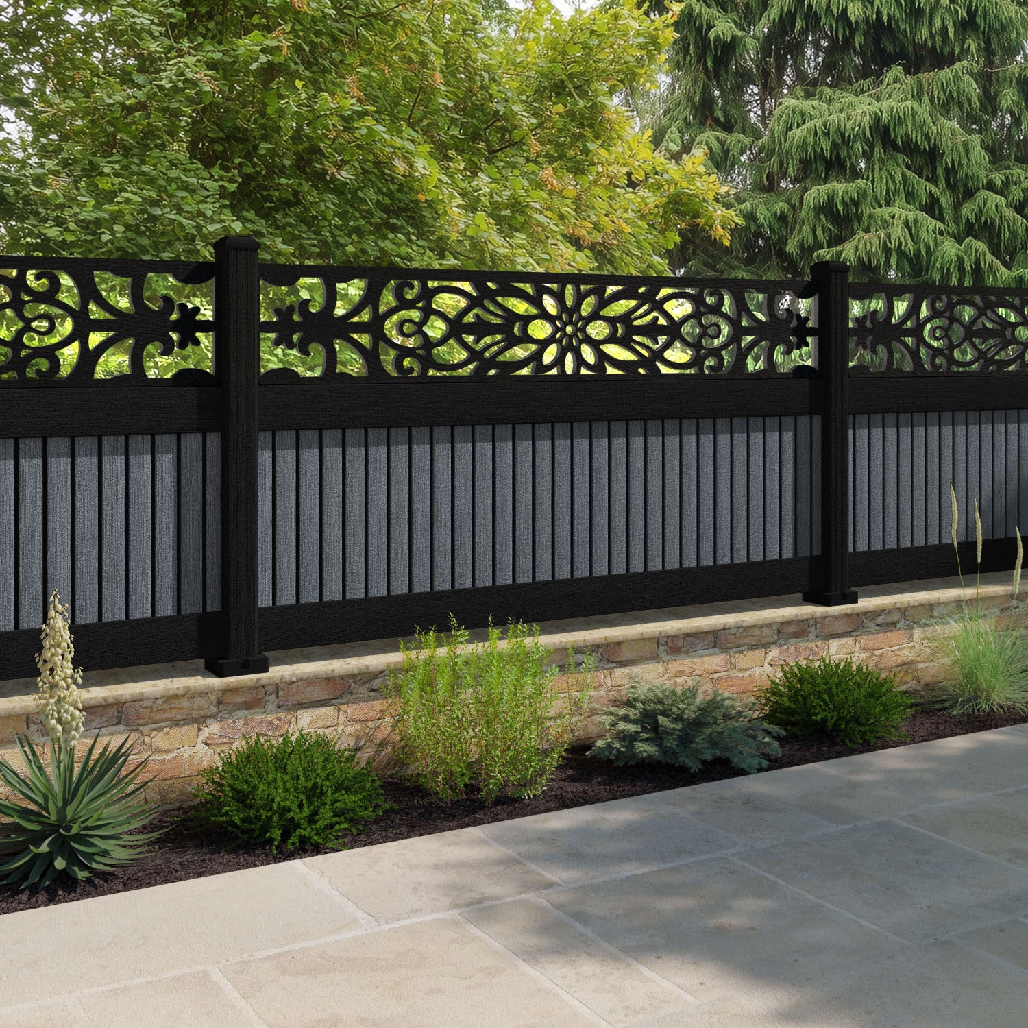 Virtis Windsor Fence Panel - Anthracite - with our composite posts