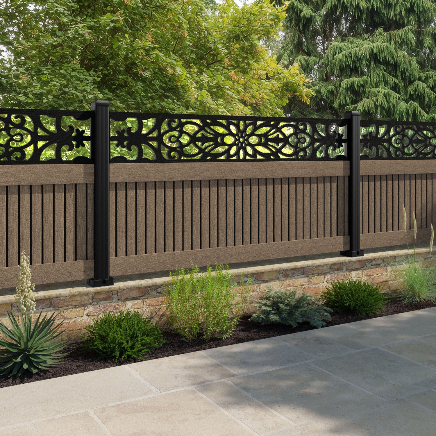 Virtis Windsor Fence Panel - Teak - with our composite posts