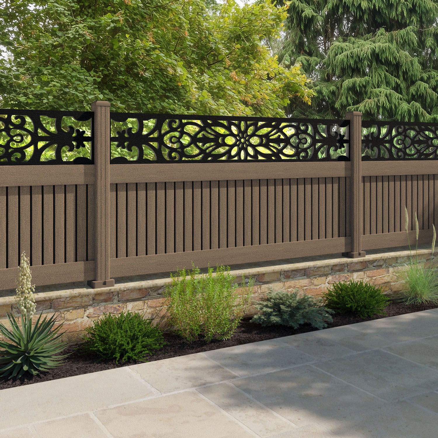 Virtis Windsor Fence Panel - Teak - with our composite posts