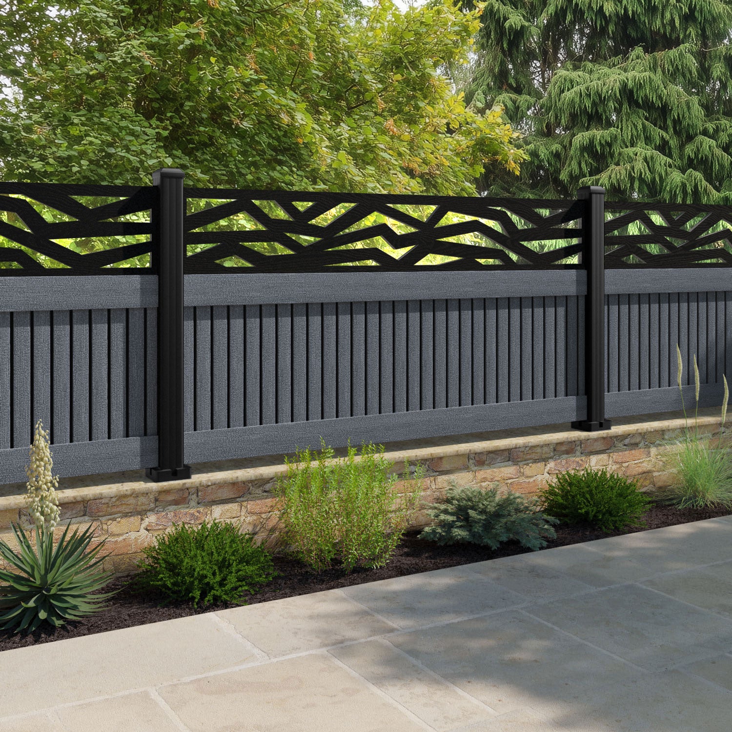 Virtis Zenith Fence Panel - Anthracite - with our composite posts