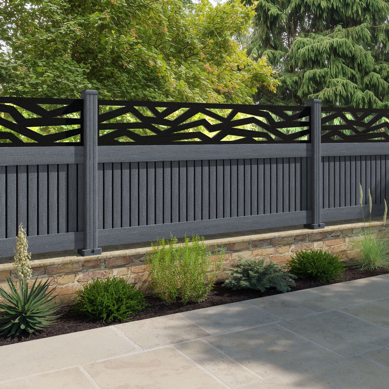 Virtis Zenith Fence Panel - Anthracite - with our composite posts