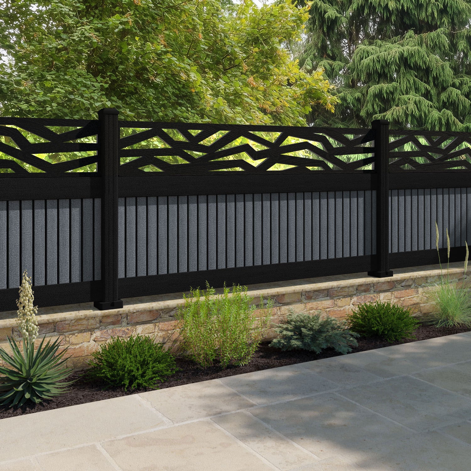 Virtis Zenith Fence Panel - Anthracite - with our composite posts