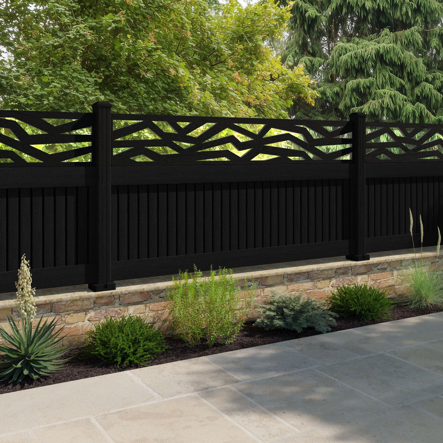 Virtis Zenith Fence Panel - Black - with our composite posts