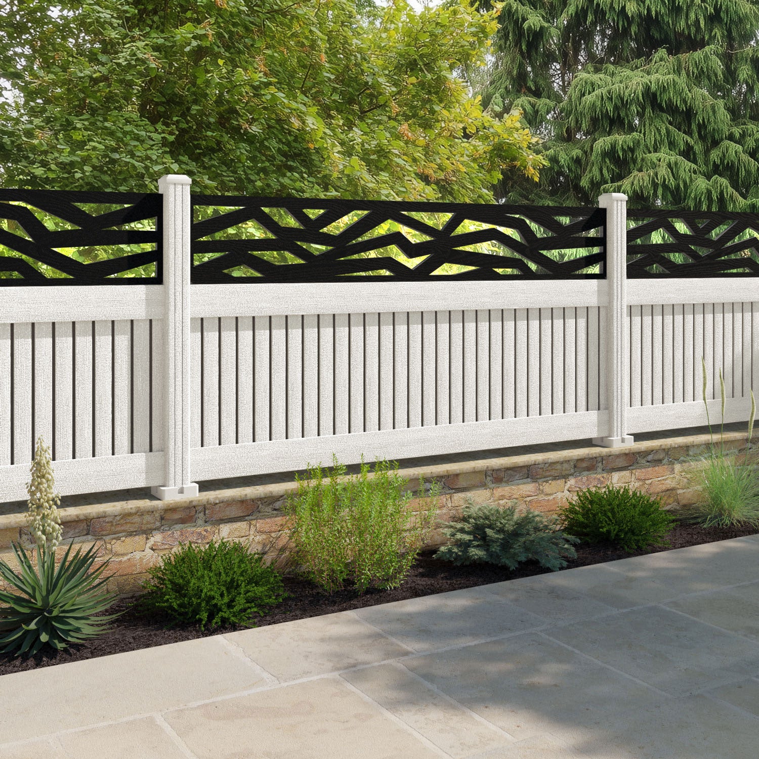 Virtis Zenith Fence Panel - Light Stone - with our composite posts