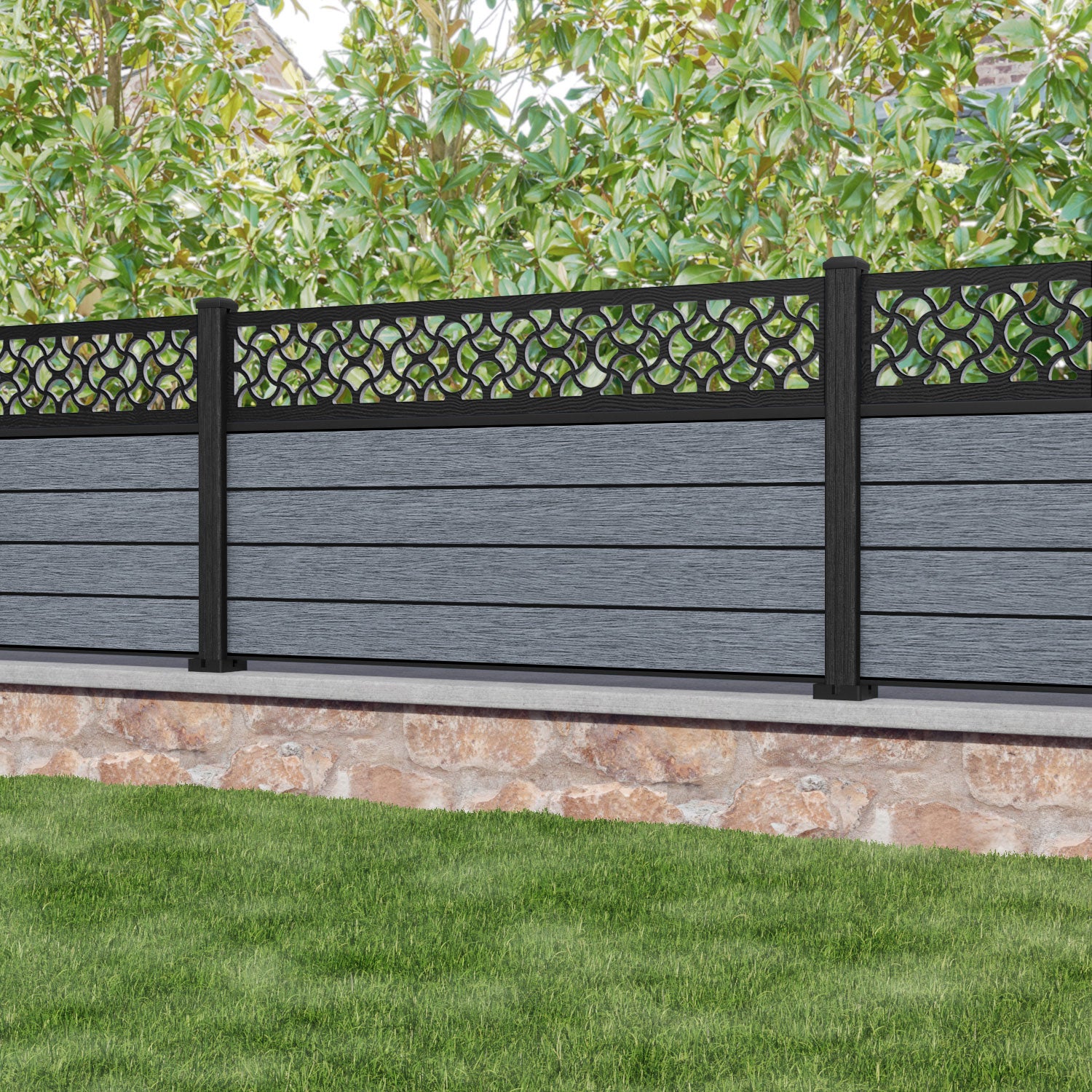 Fusion Vida Fence Panel - Anthracite - with our composite posts