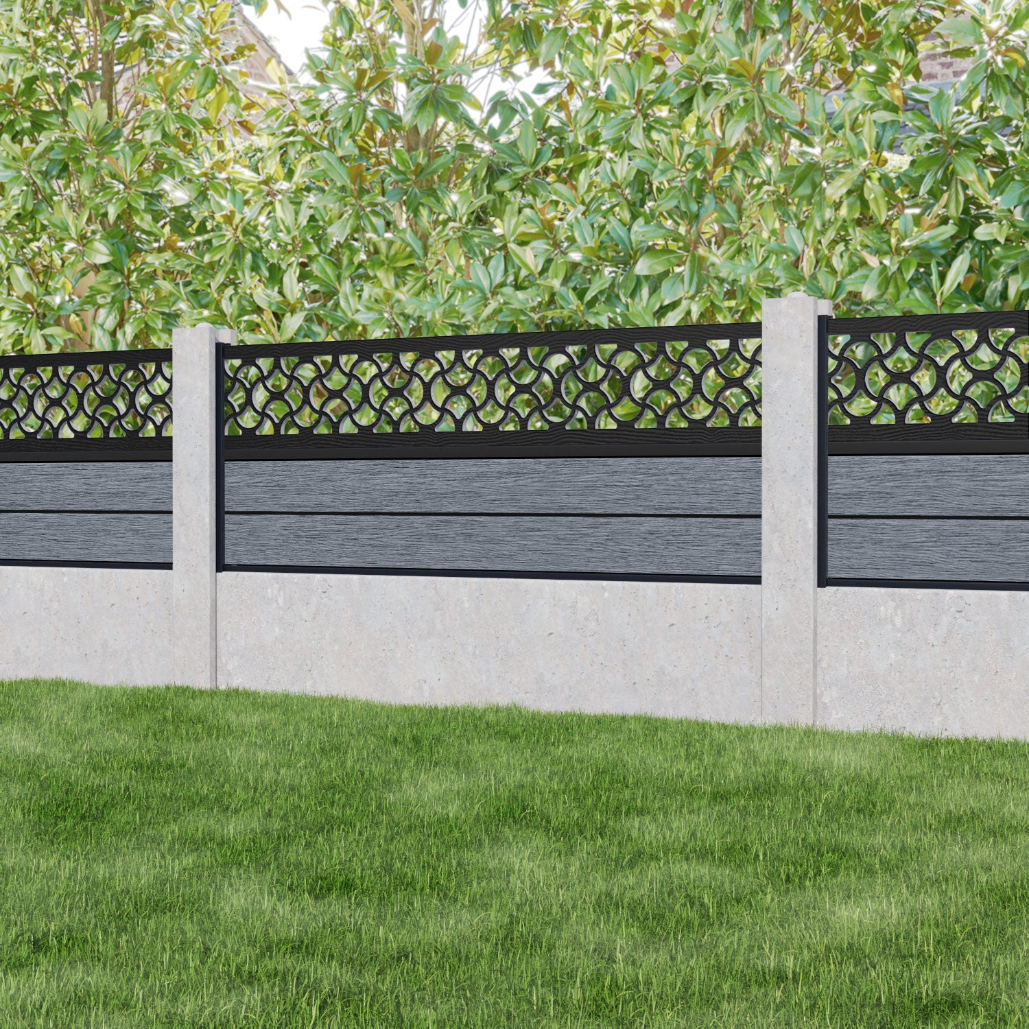 Fusion Vida Fence Panel - Anthracite - for existing concrete posts