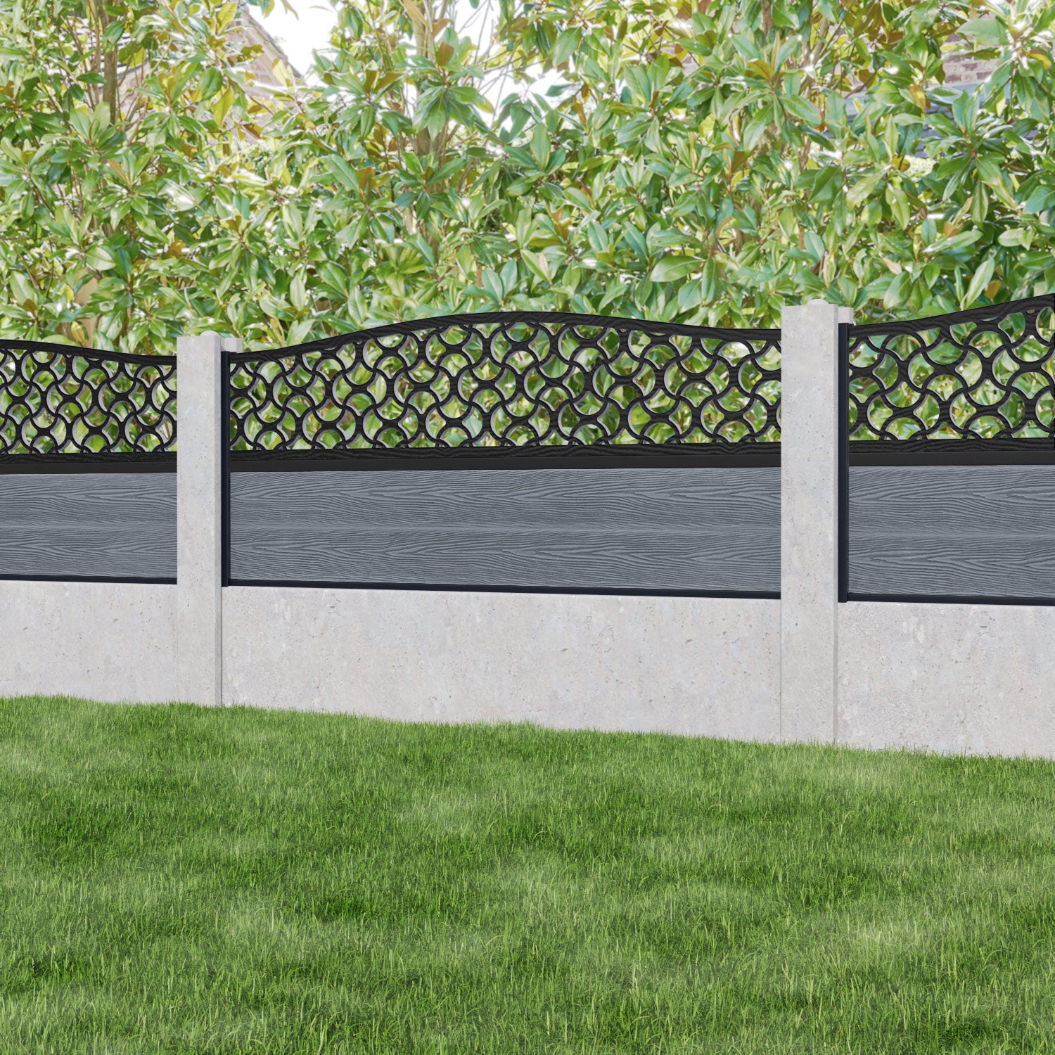 Classic Vida Curved Top Fence Panel - Anthracite - for existing concrete posts