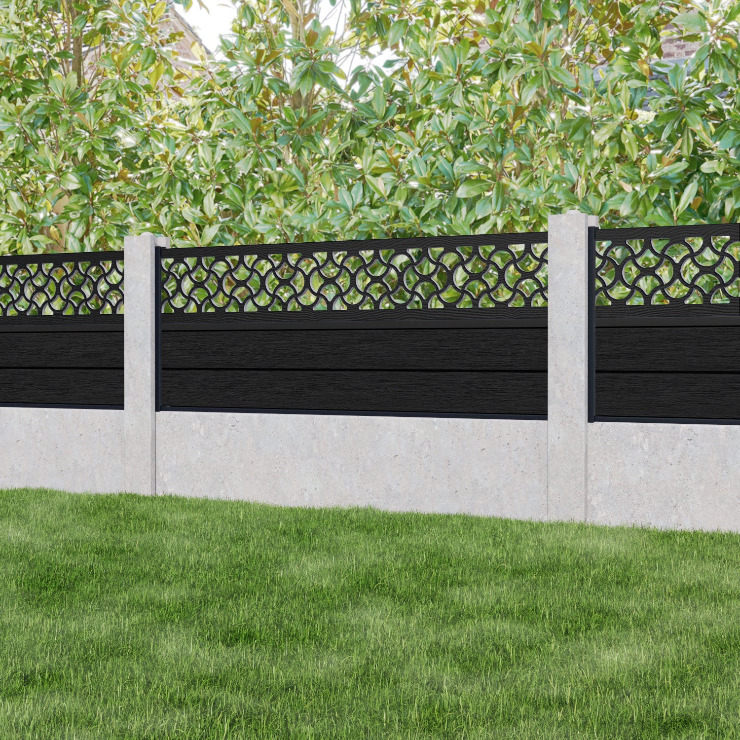 Fusion Vida Fence Panel - Black - for existing concrete posts