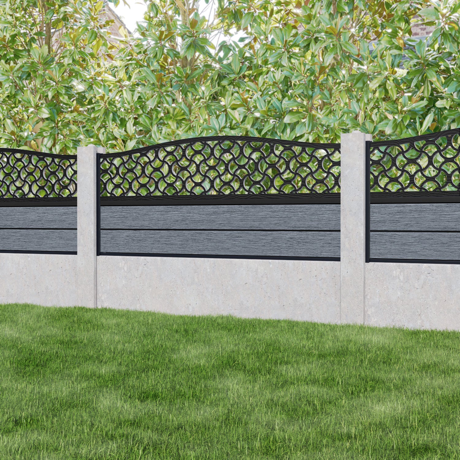 Fusion Vida Curved Top Fence Panel - Anthracite - for existing concrete posts