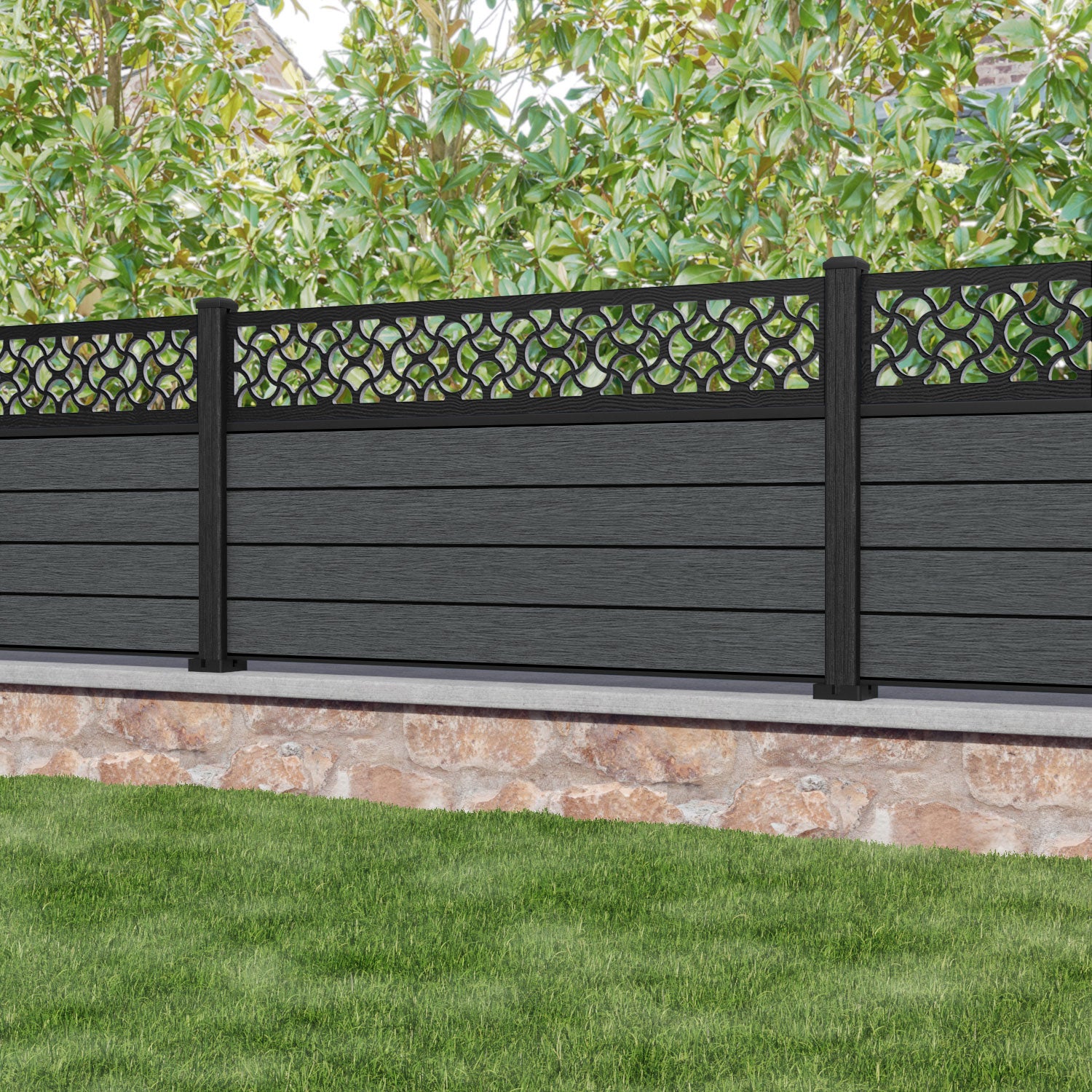 Fusion Vida Fence Panel - Dark Grey - with our composite posts