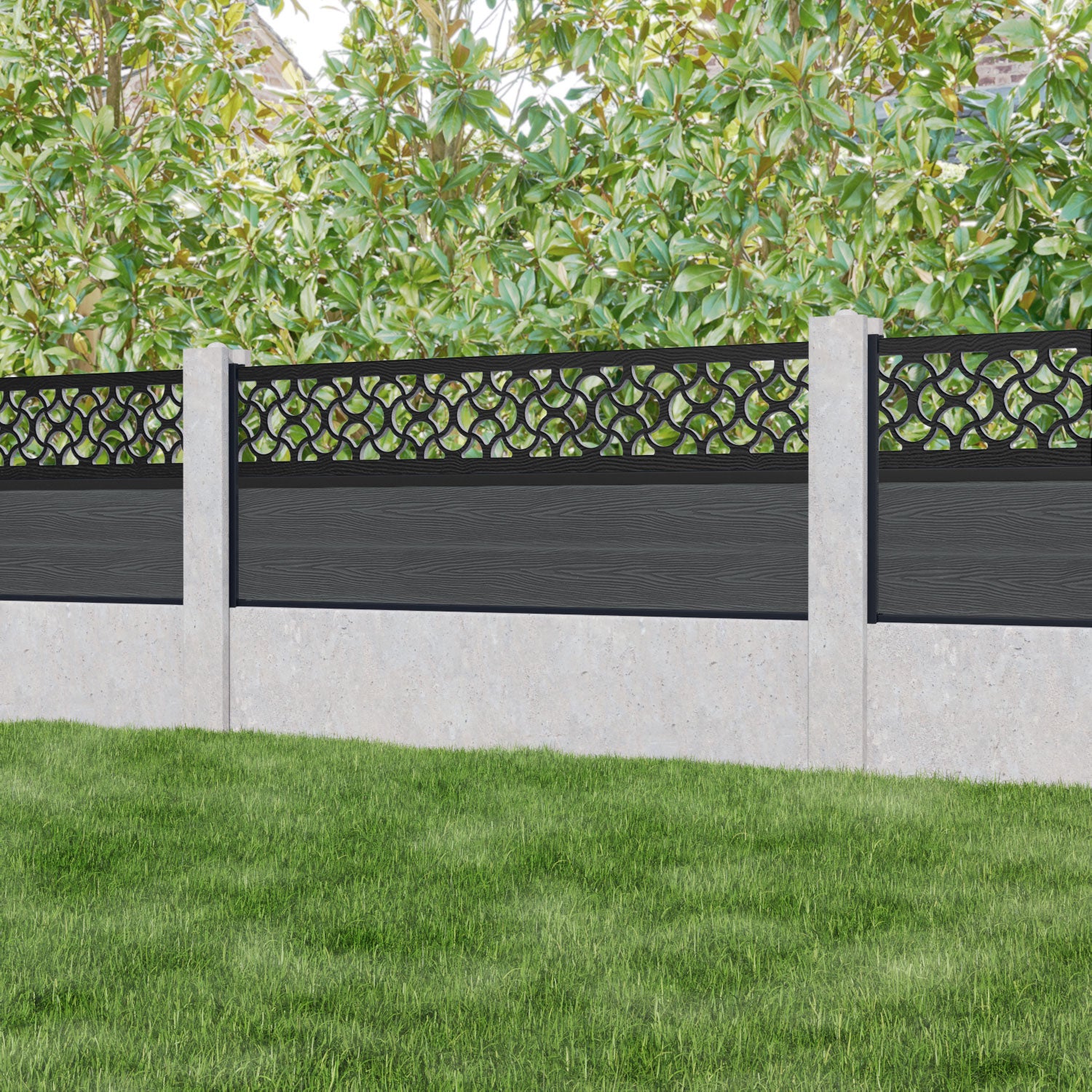 Classic Vida Fence Panel - Dark Grey - for existing concrete posts