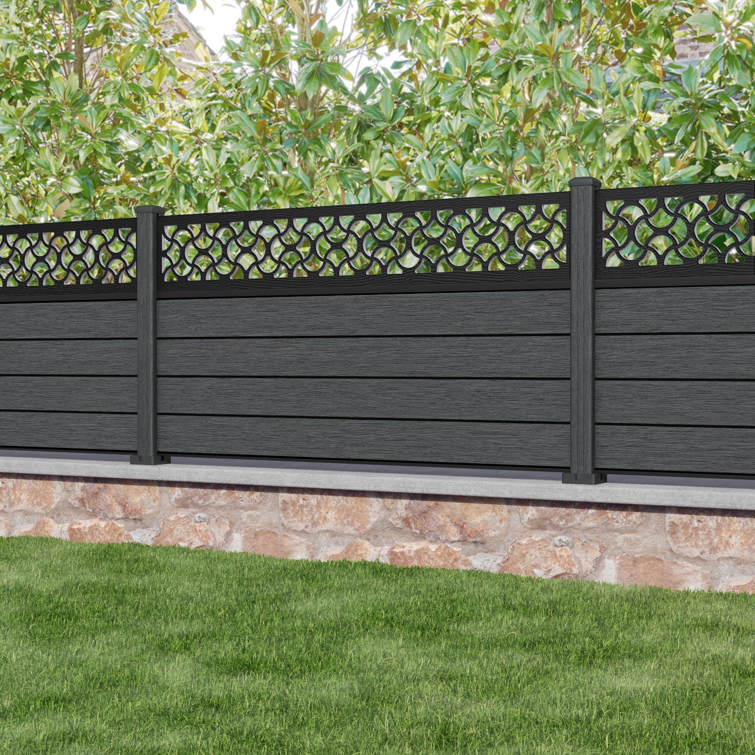 Fusion Vida Fence Panel - Dark Grey - with our composite posts