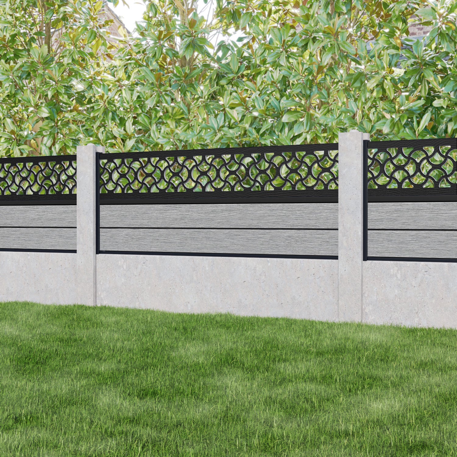 Fusion Vida Fence Panel - Light Grey - for existing concrete posts