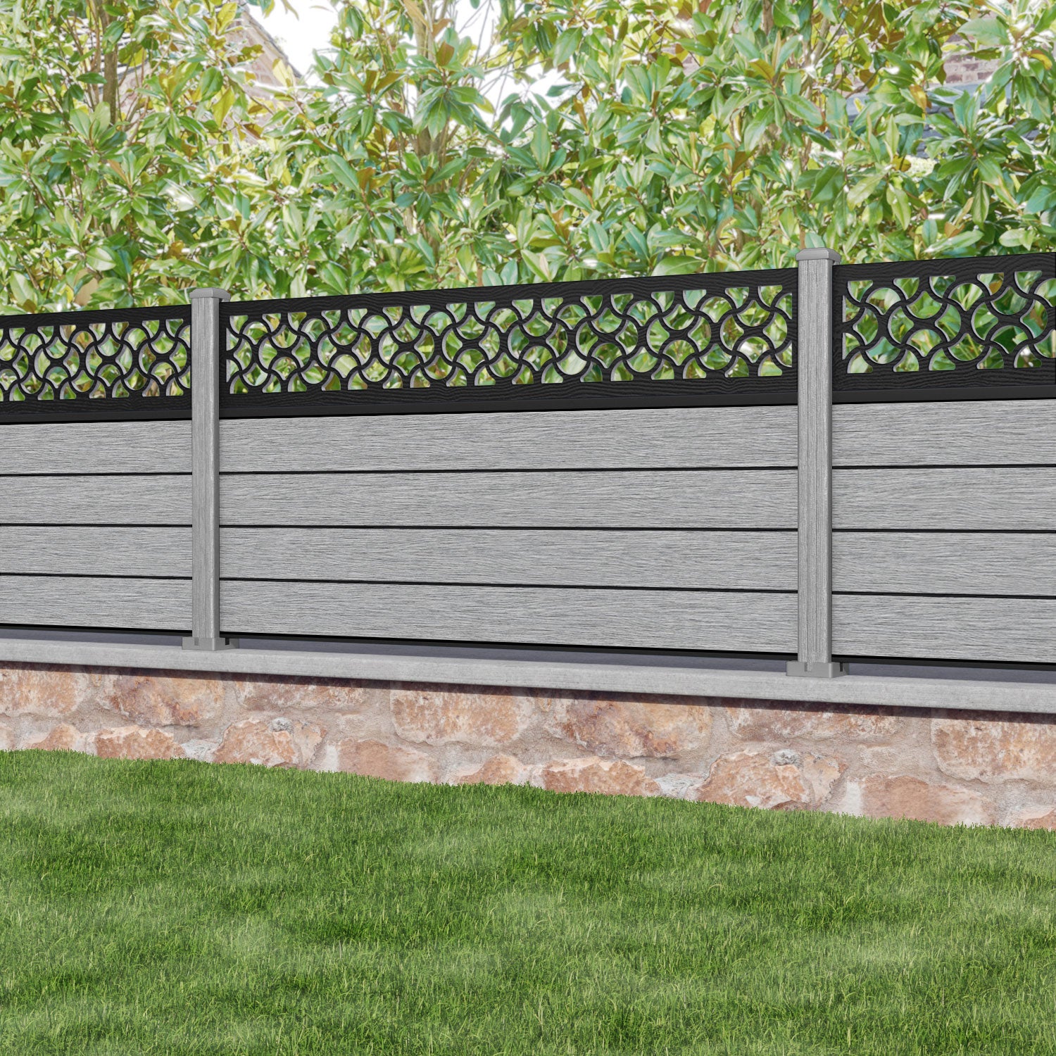 Fusion Vida Fence Panel - Light Grey - with our composite posts