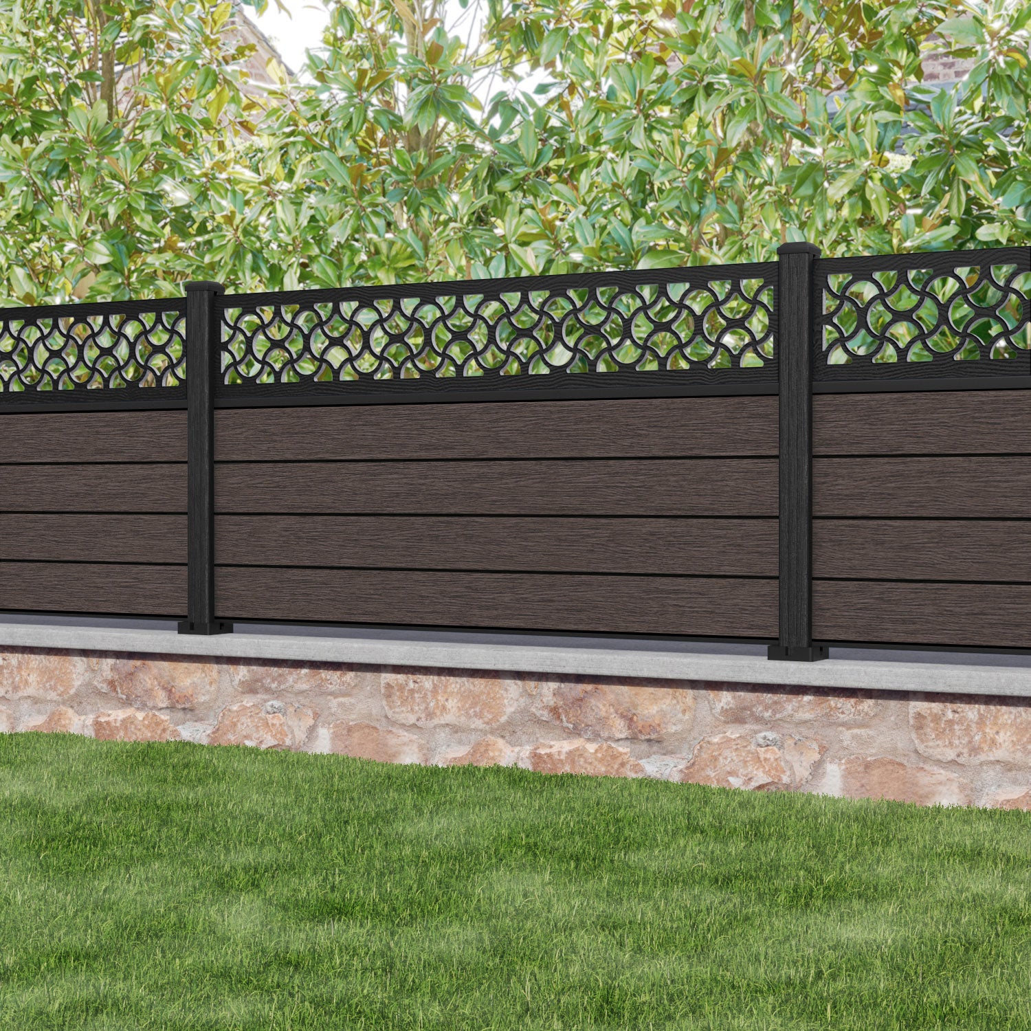 Fusion Vida Fence Panel - Mid Brown - with our composite posts