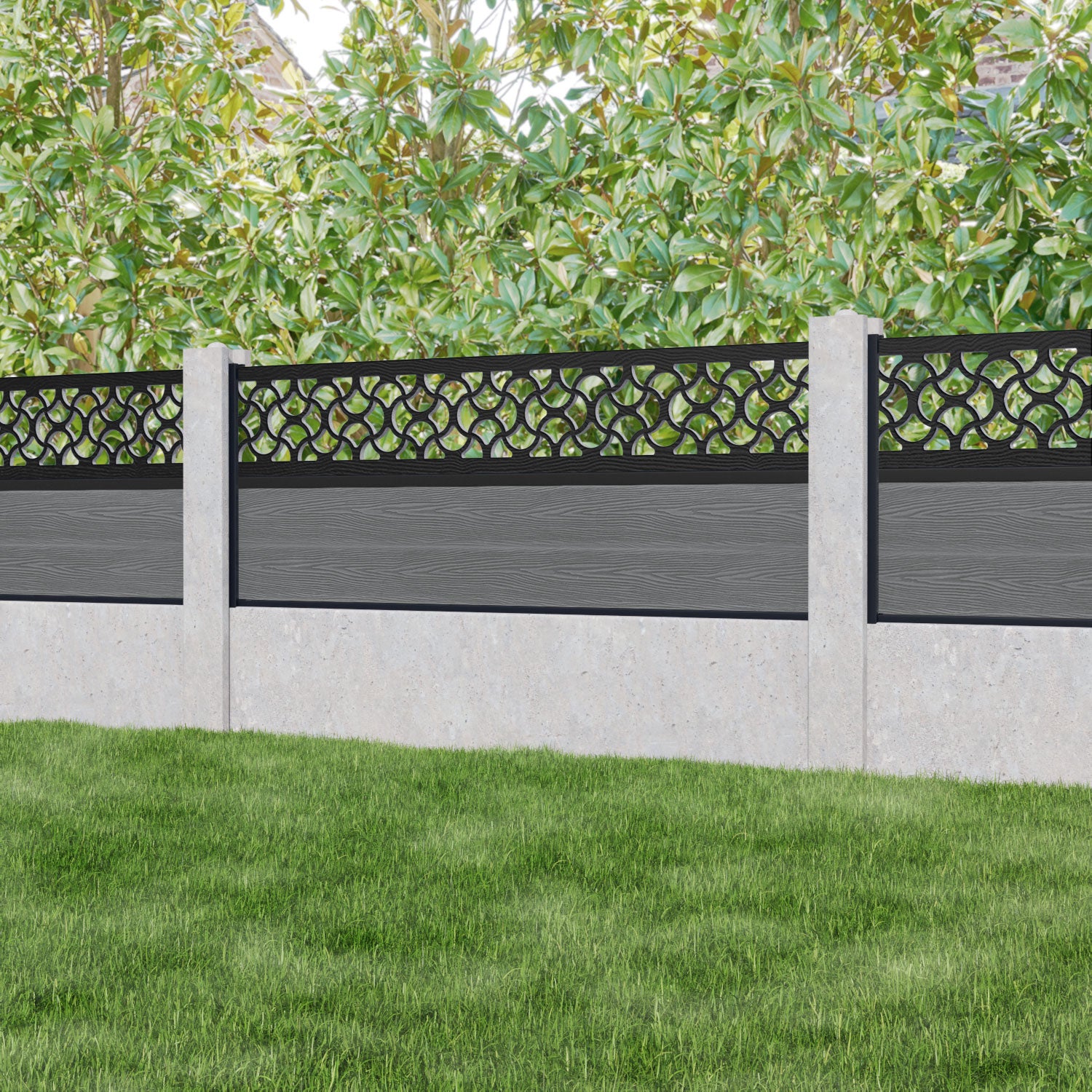 Classic Vida Fence Panel - Mid Grey - for existing concrete posts