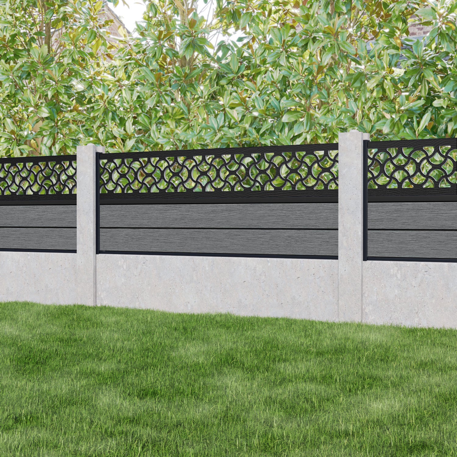 Fusion Vida Fence Panel - Mid Grey - for existing concrete posts