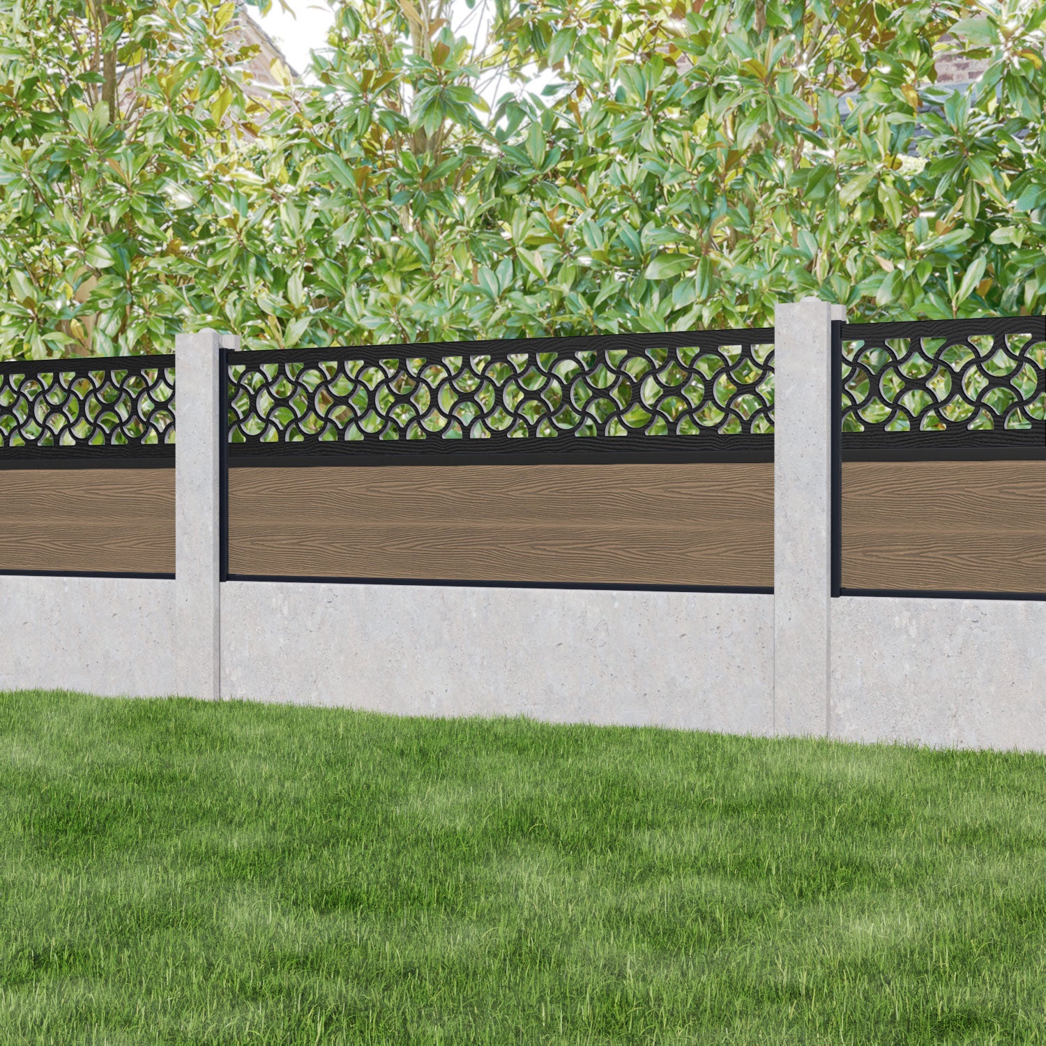 Classic Vida Fence Panel - Teak - for existing concrete posts